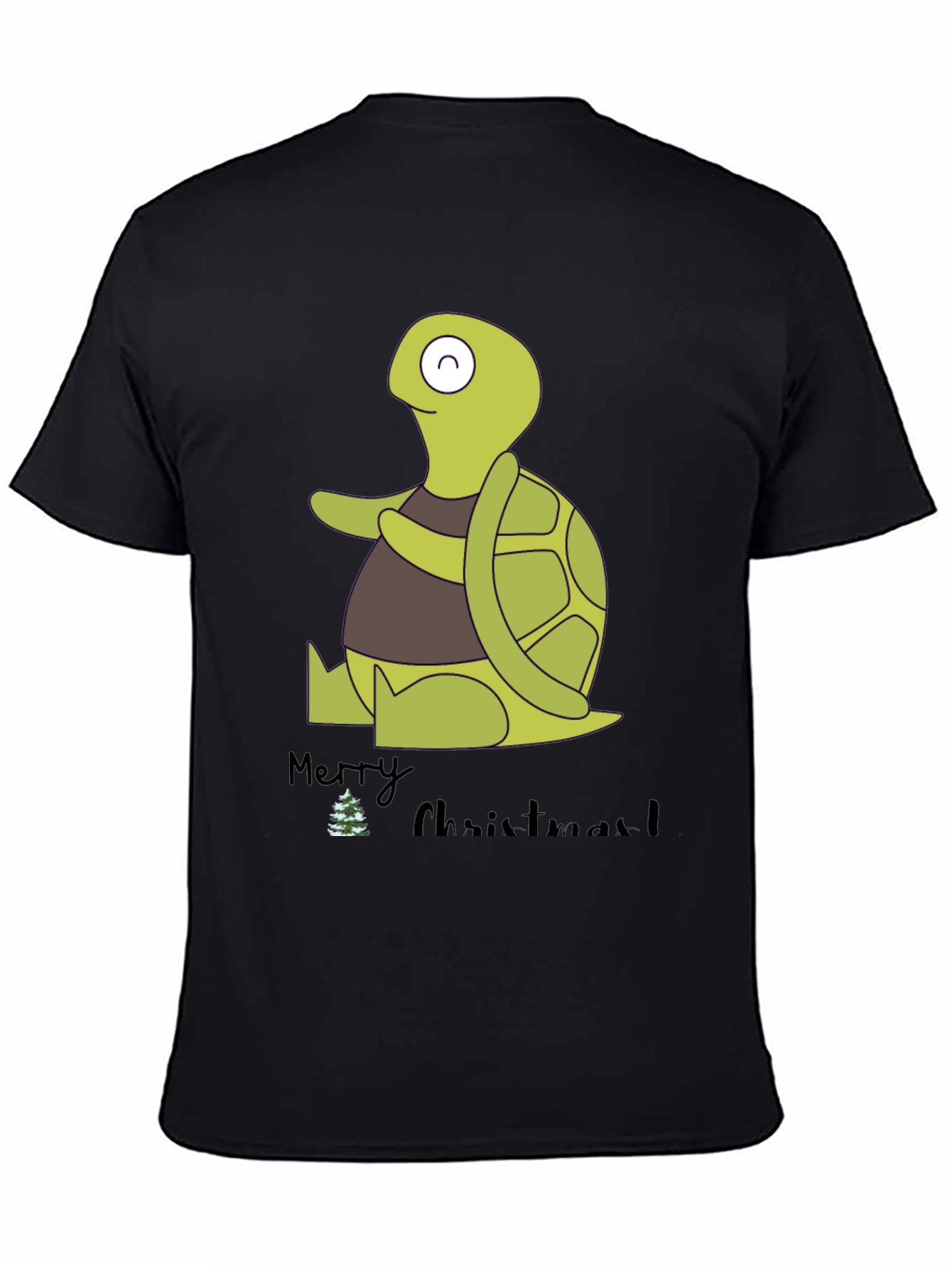 Turtle Merry Christmas Black Graphic Tee
