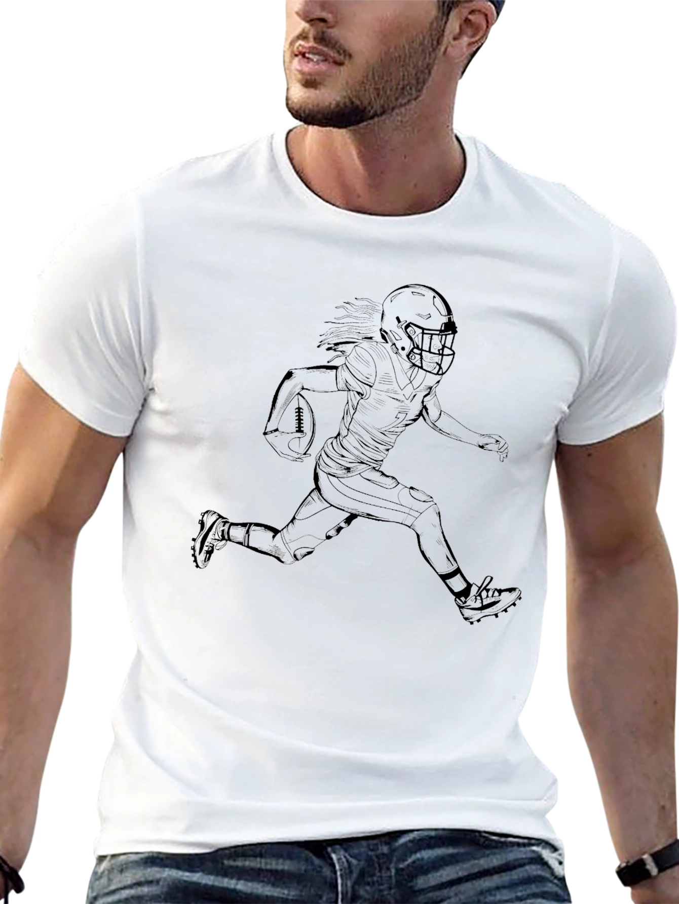 Football Player Graphic Tee - Black