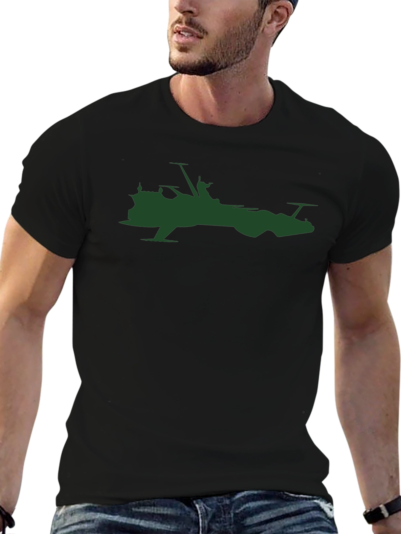 Sci-Fi Ship Silhouette T-Shirt - Black