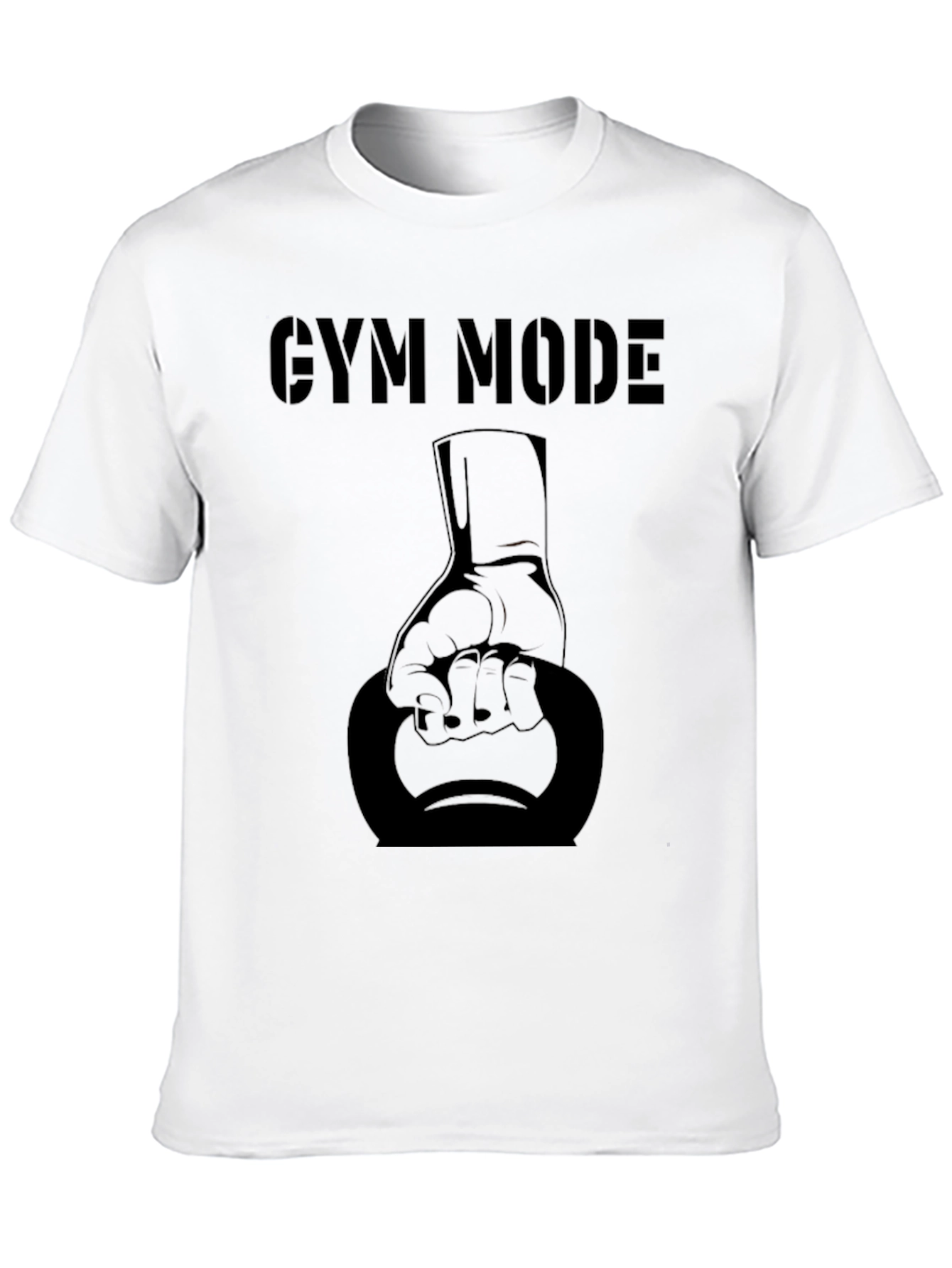 Gym Mode Black T-Shirt with Kettlebell Design