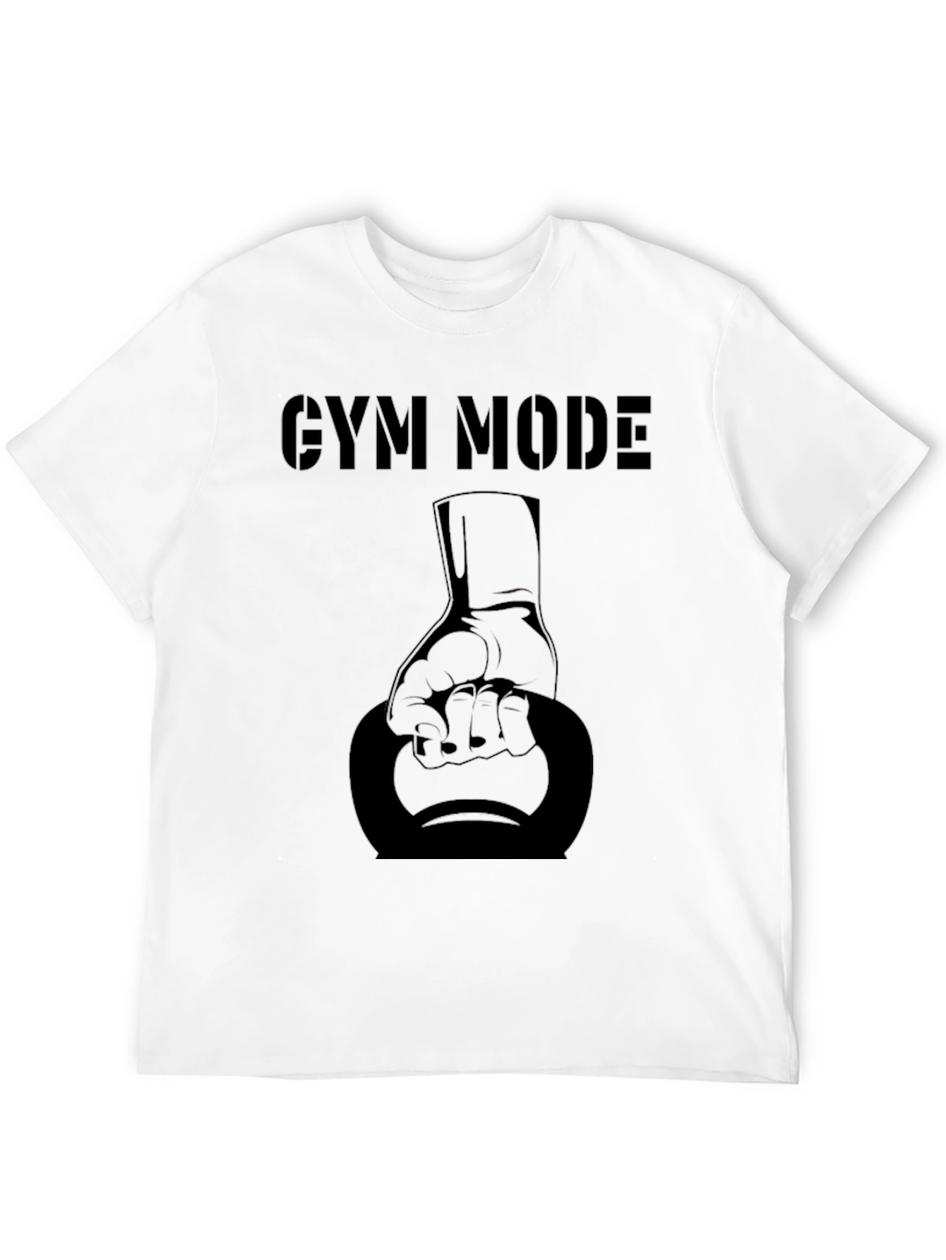 Gym Mode Black T-Shirt with Kettlebell Design