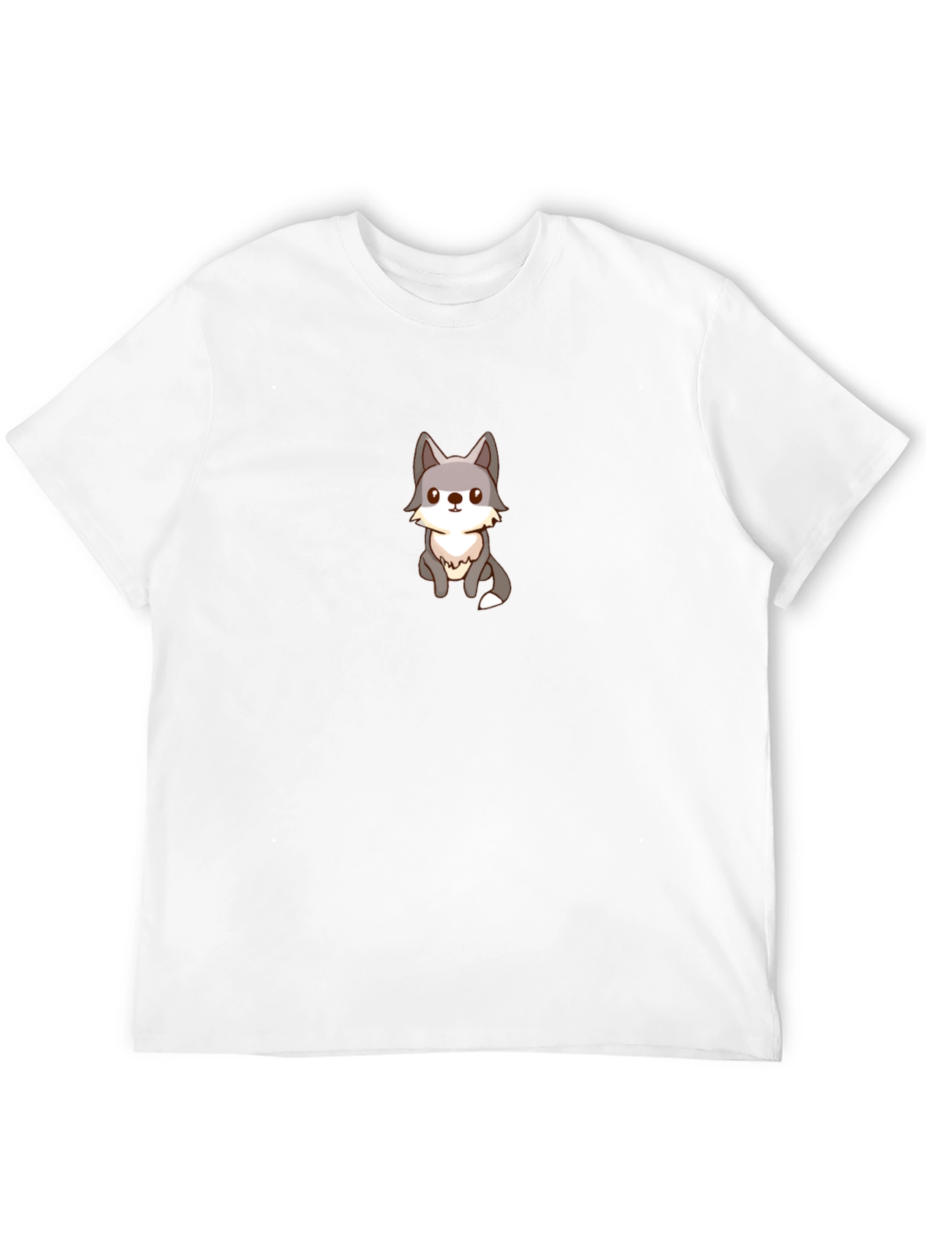 Cute Wolf Graphic Black T-Shirt