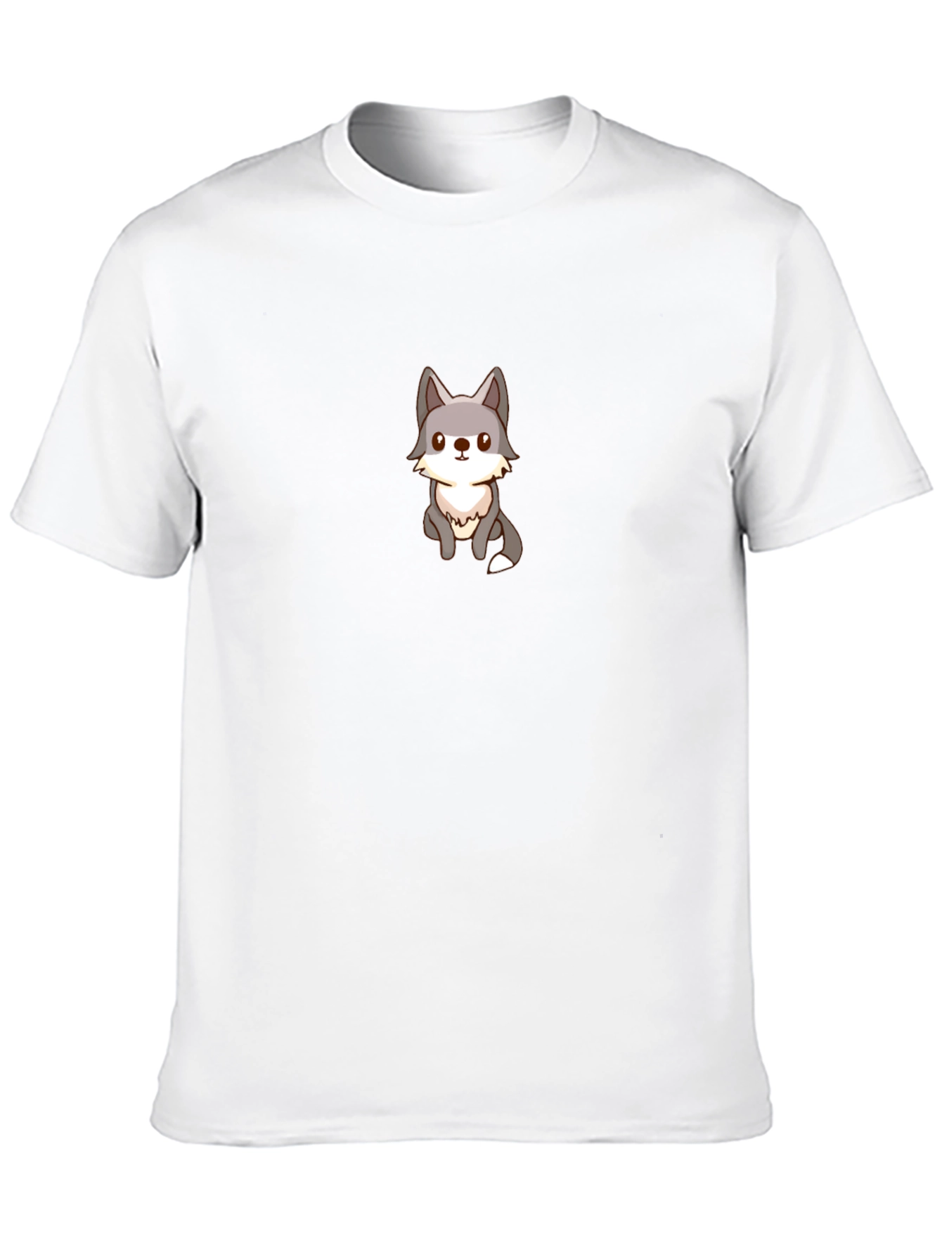Cute Wolf Graphic Black T-Shirt