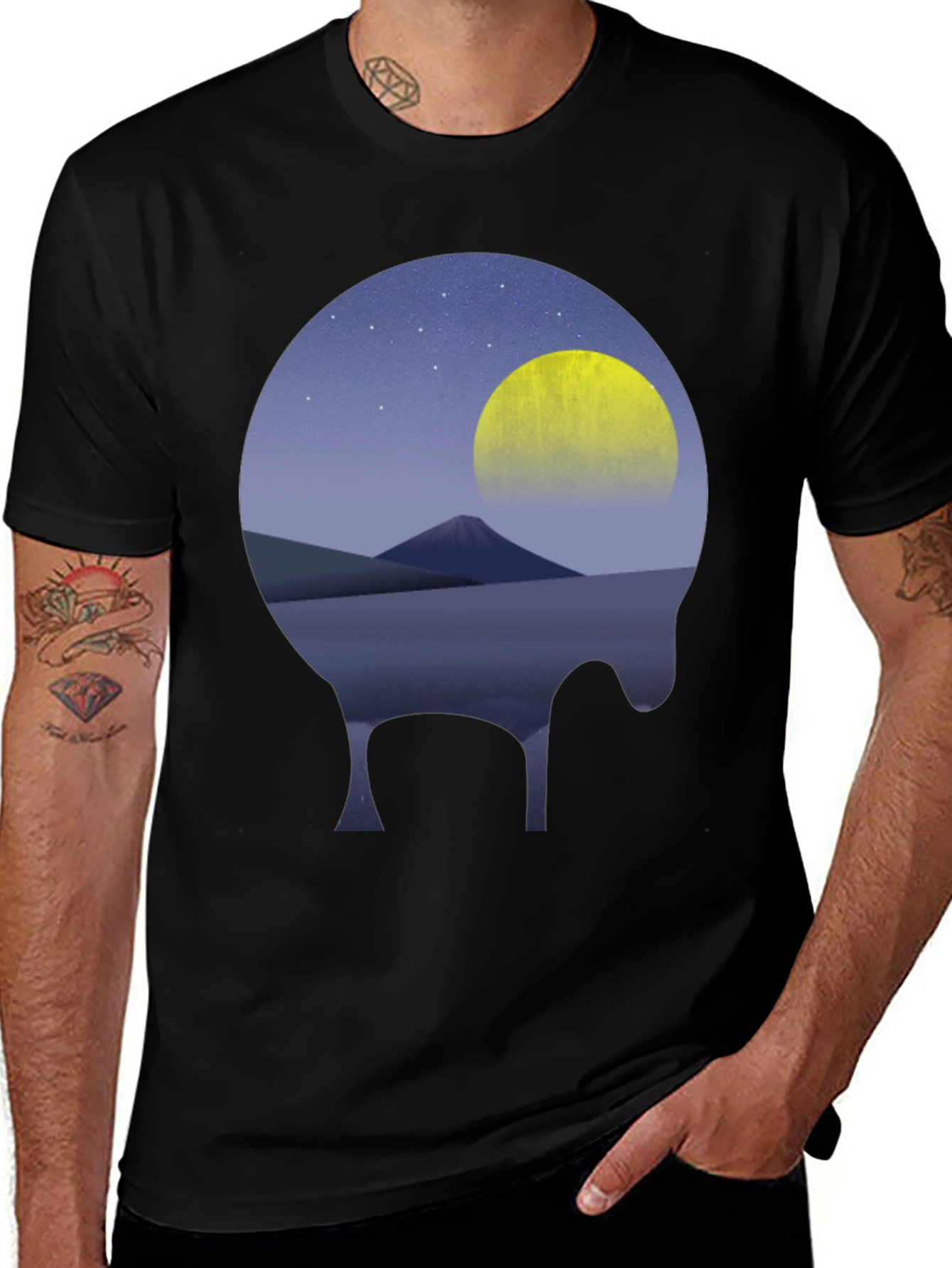 Night Sky Graphic Tee - Moon Mountain Design