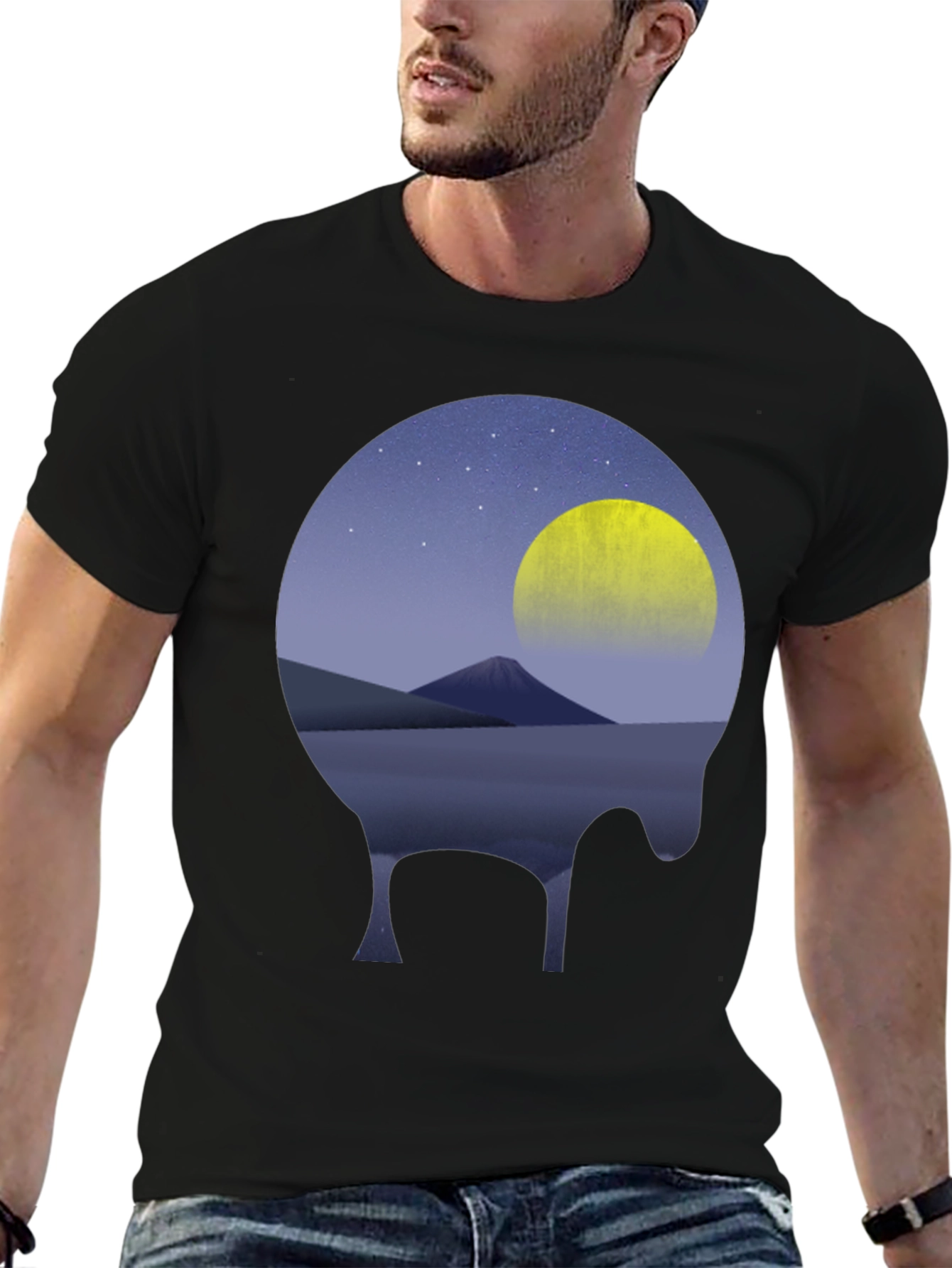 Night Sky Graphic Tee - Moon Mountain Design
