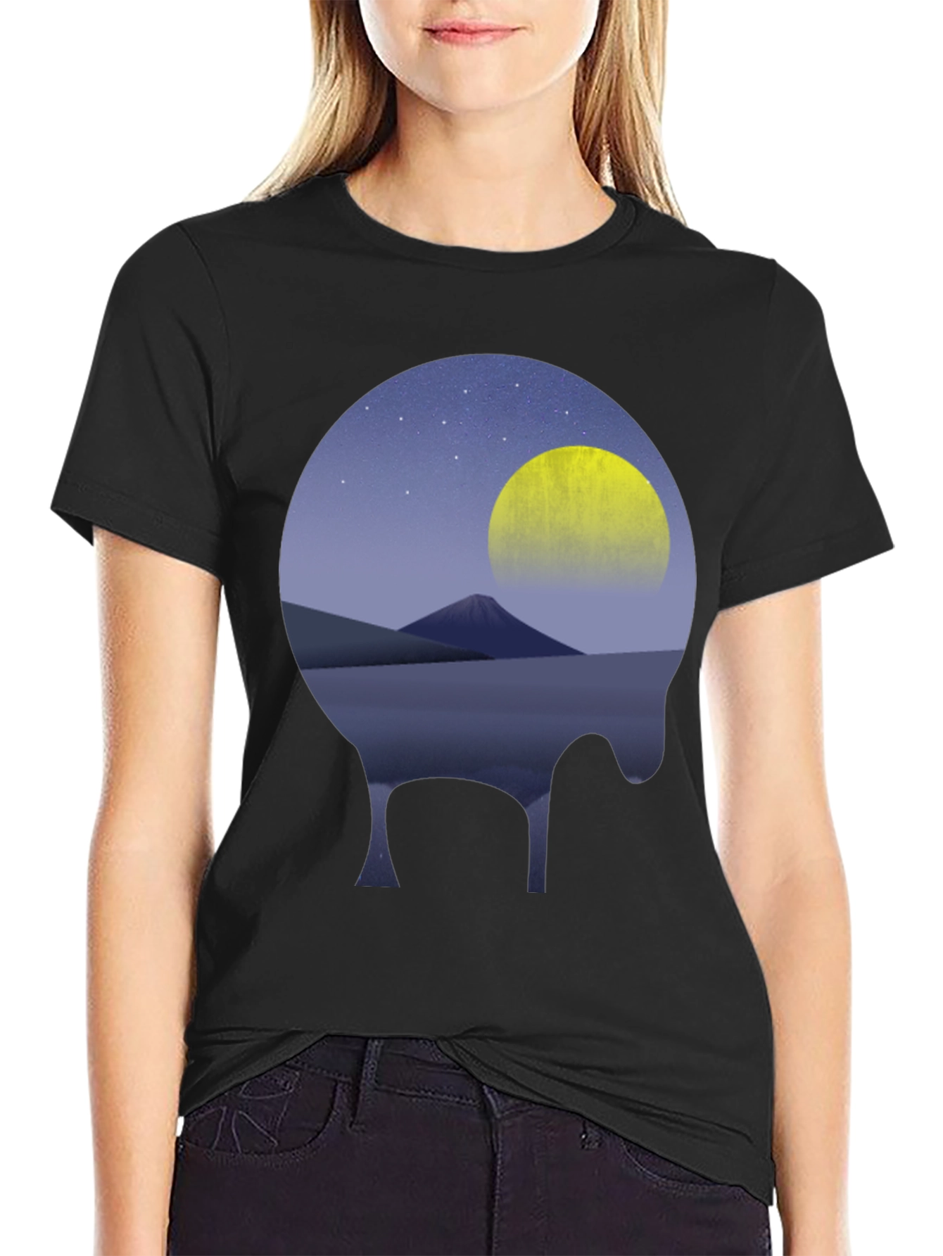 Night Sky Graphic Tee - Moon Mountain Design