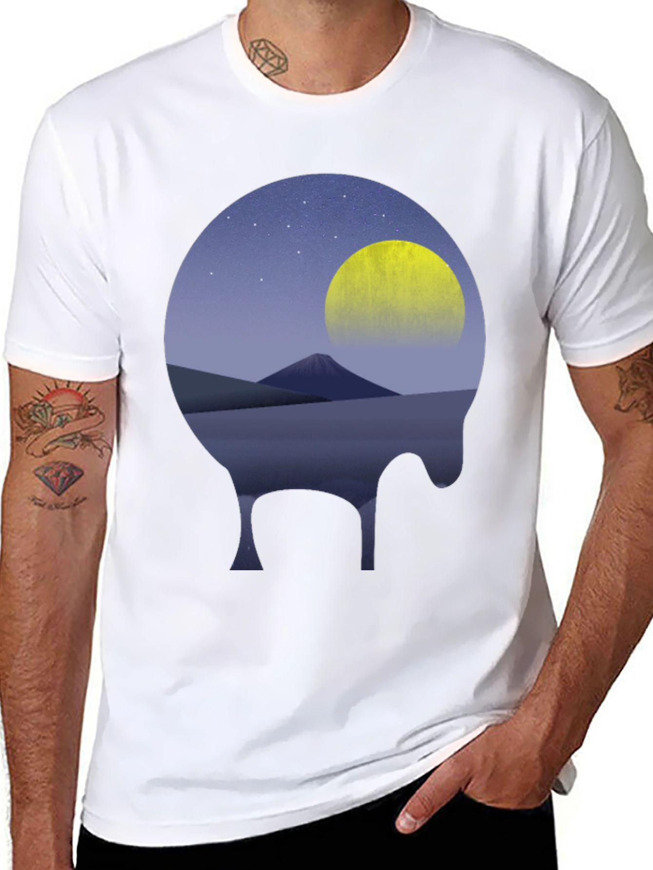 Night Sky Graphic Tee - Moon Mountain Design