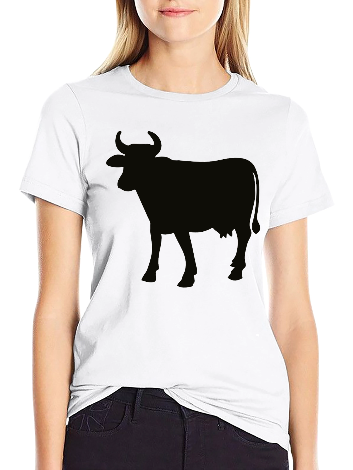 Black Bull Silhouette Graphic Tee - Mens Crew Neck