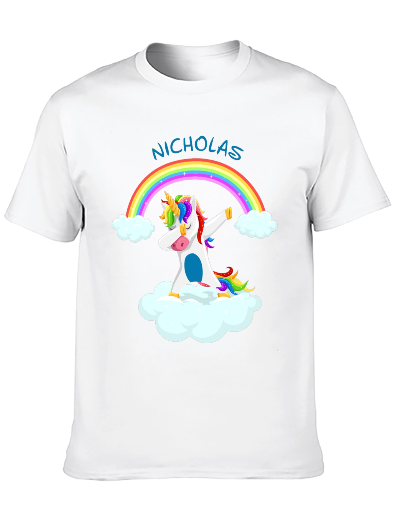 Nicholas Unicorn Dab Rainbow T-Shirt