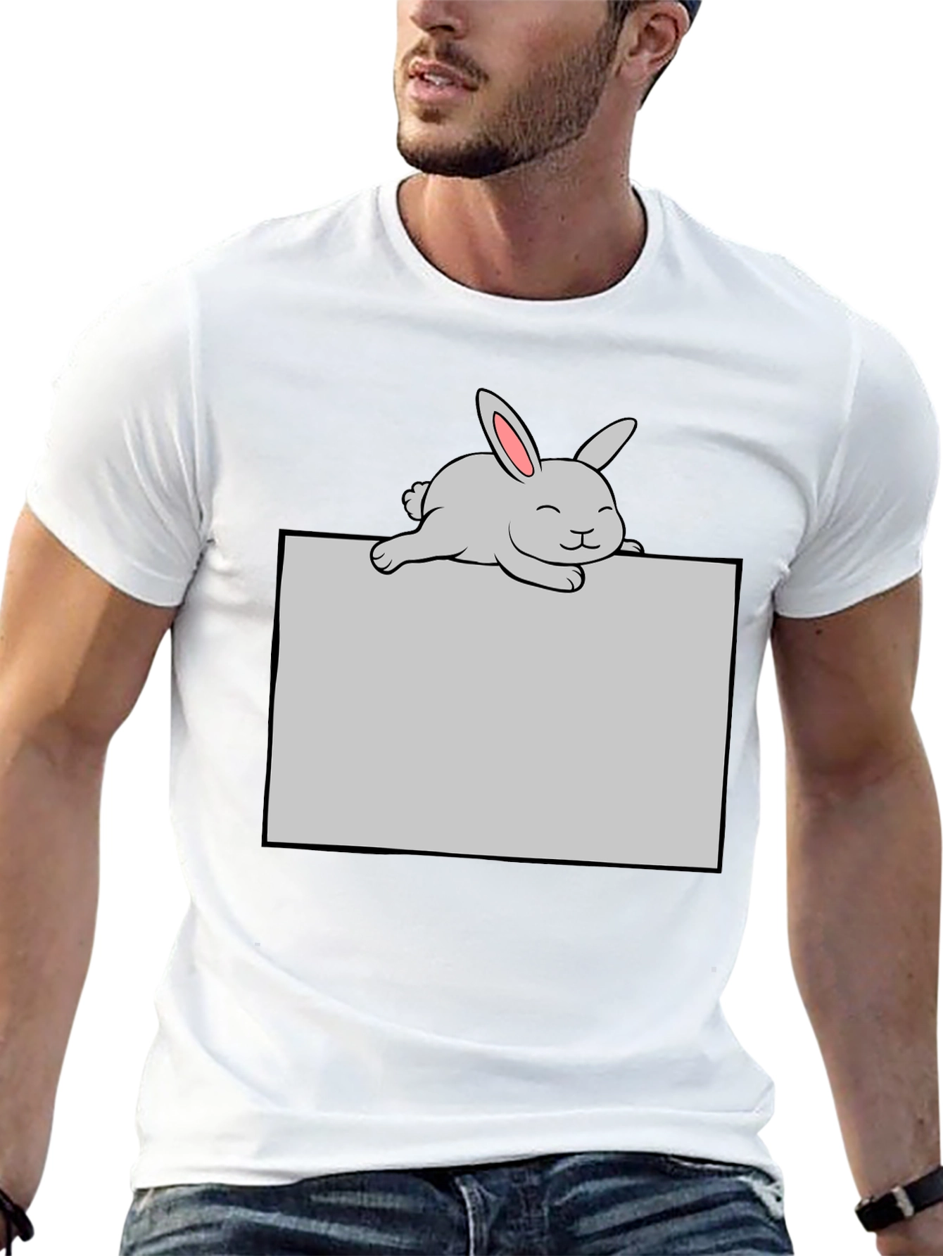 Cute Bunny Graphic T-Shirt - Black