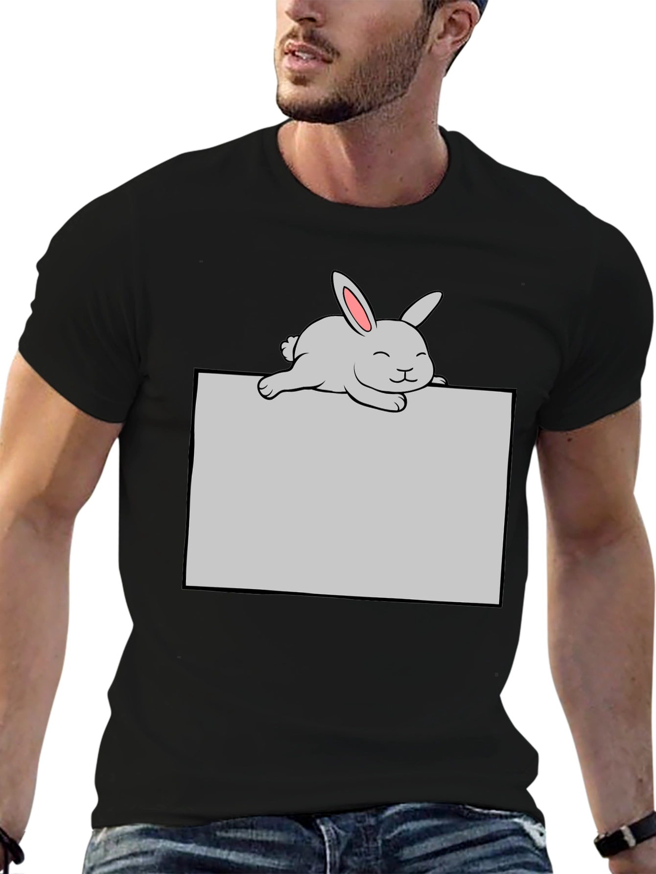 Cute Bunny Graphic T-Shirt - Black
