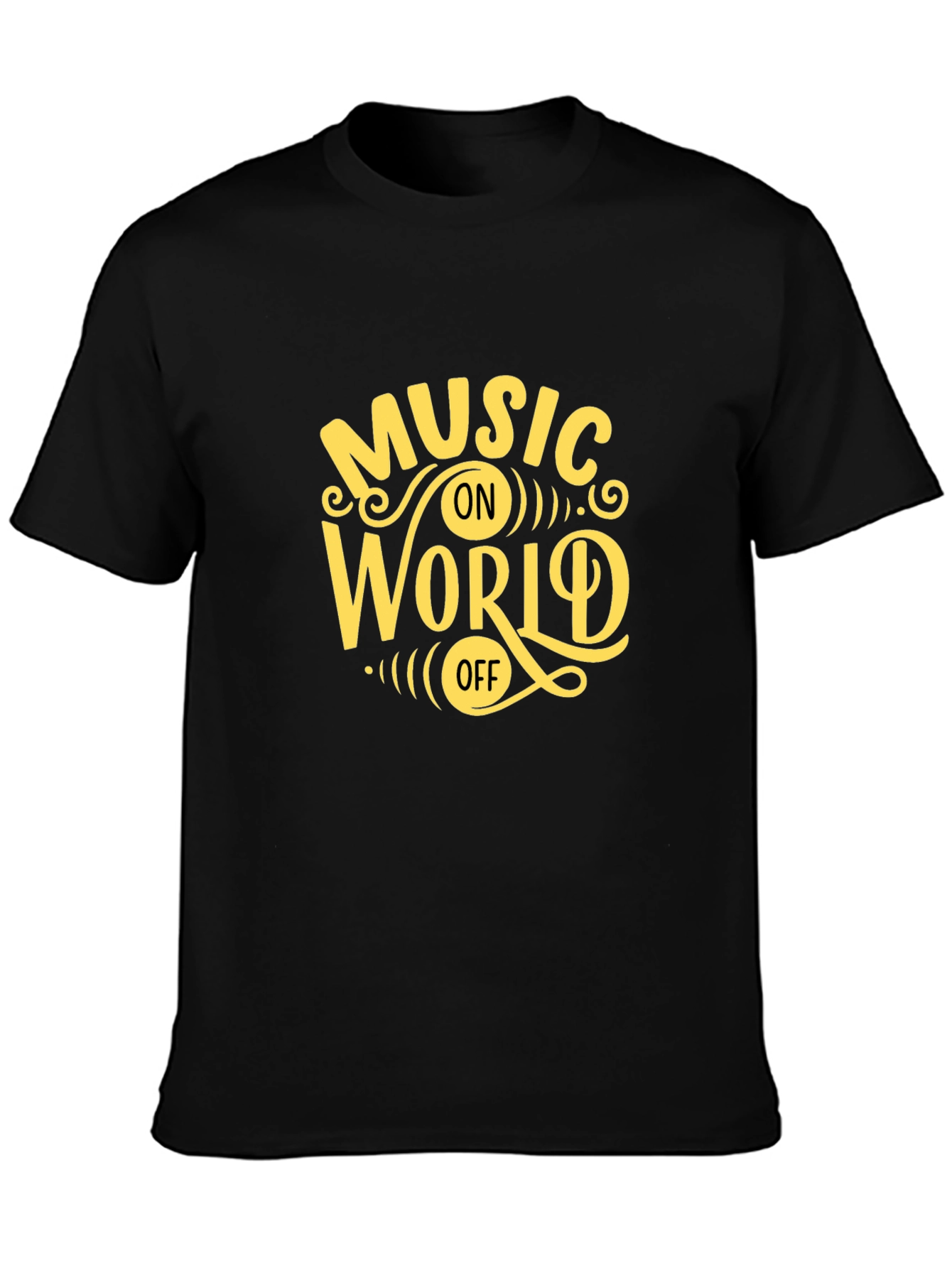 Music On World Off Graphic Tee - Black