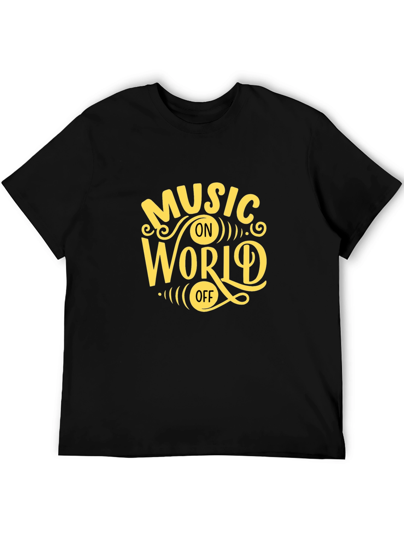 Music On World Off Graphic Tee - Black