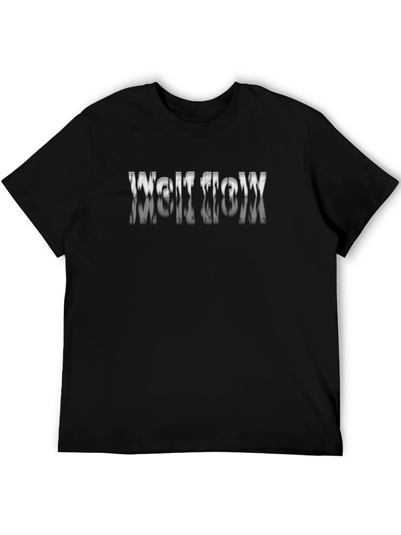 Wolf Flow Graphic Print Black T-Shirt