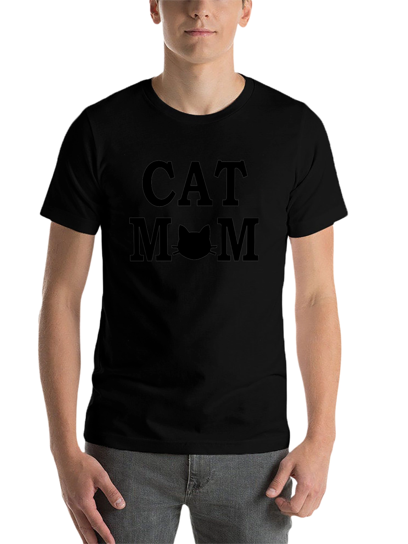 Cat Mom Graphic T-Shirt - Black