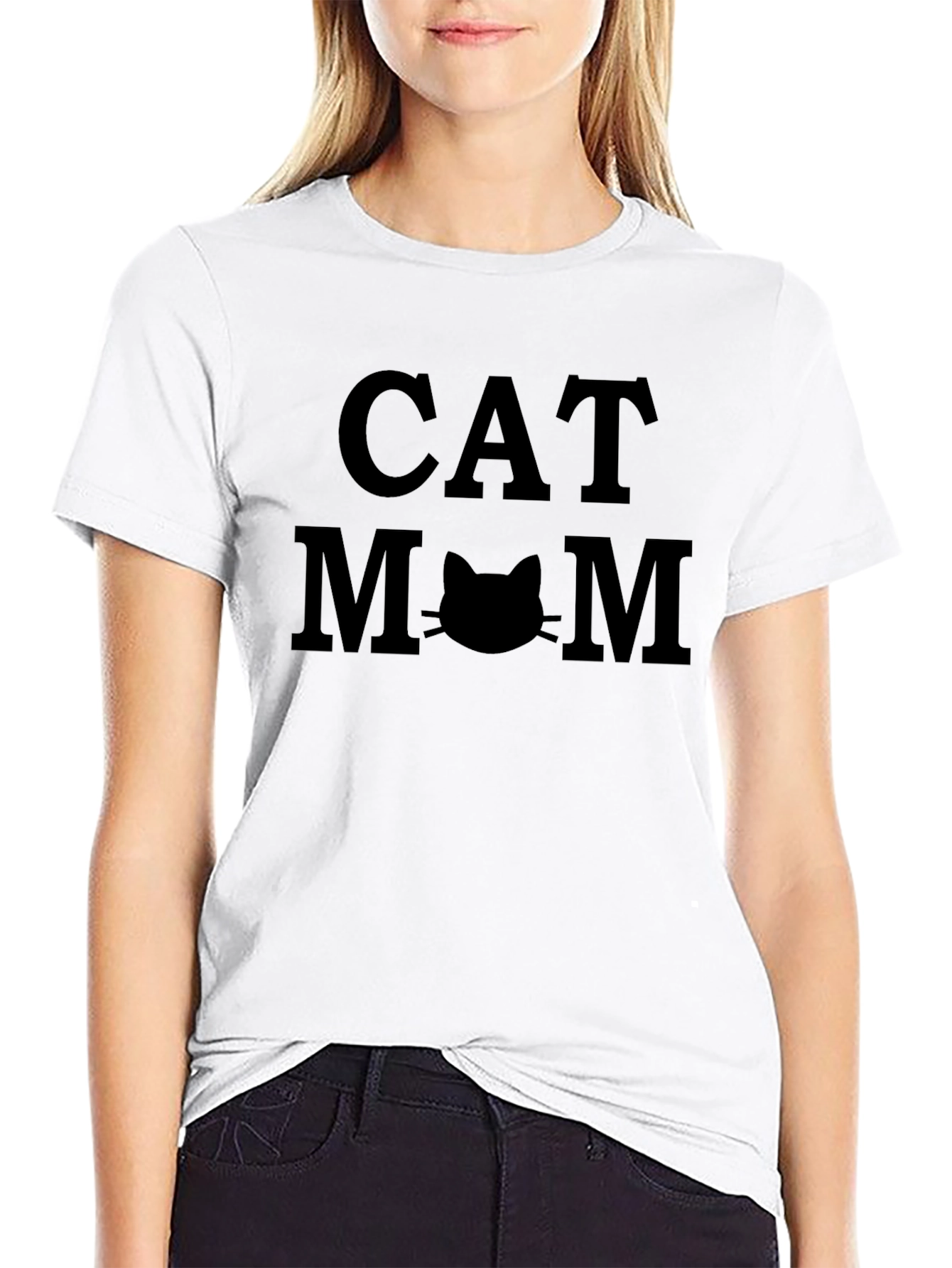 Cat Mom Graphic T-Shirt - Black