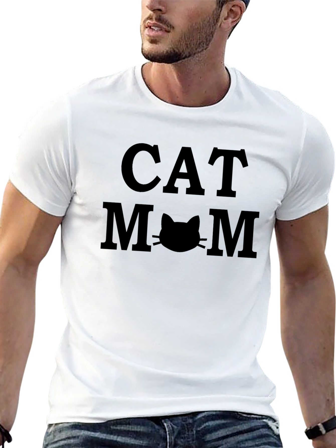 Cat Mom Graphic T-Shirt - Black