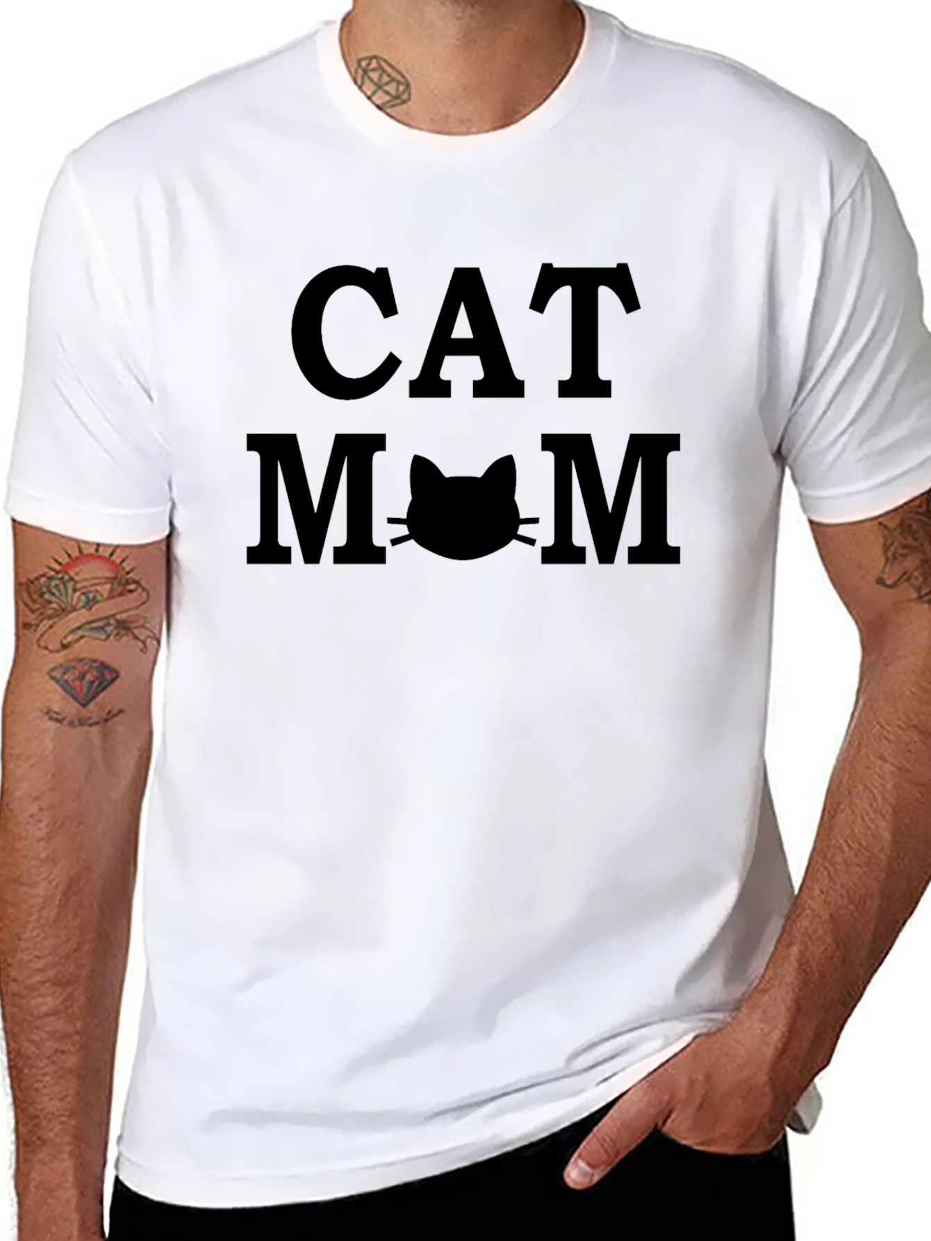 Cat Mom Graphic T-Shirt - Black