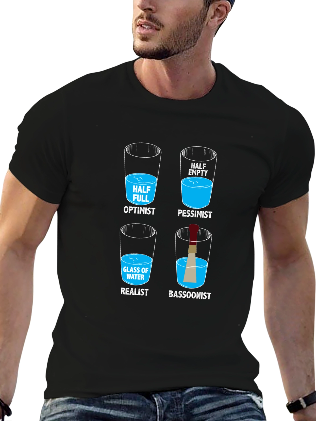 Optimist Pessimist Realist Bassoonist Graphic T-Shirt