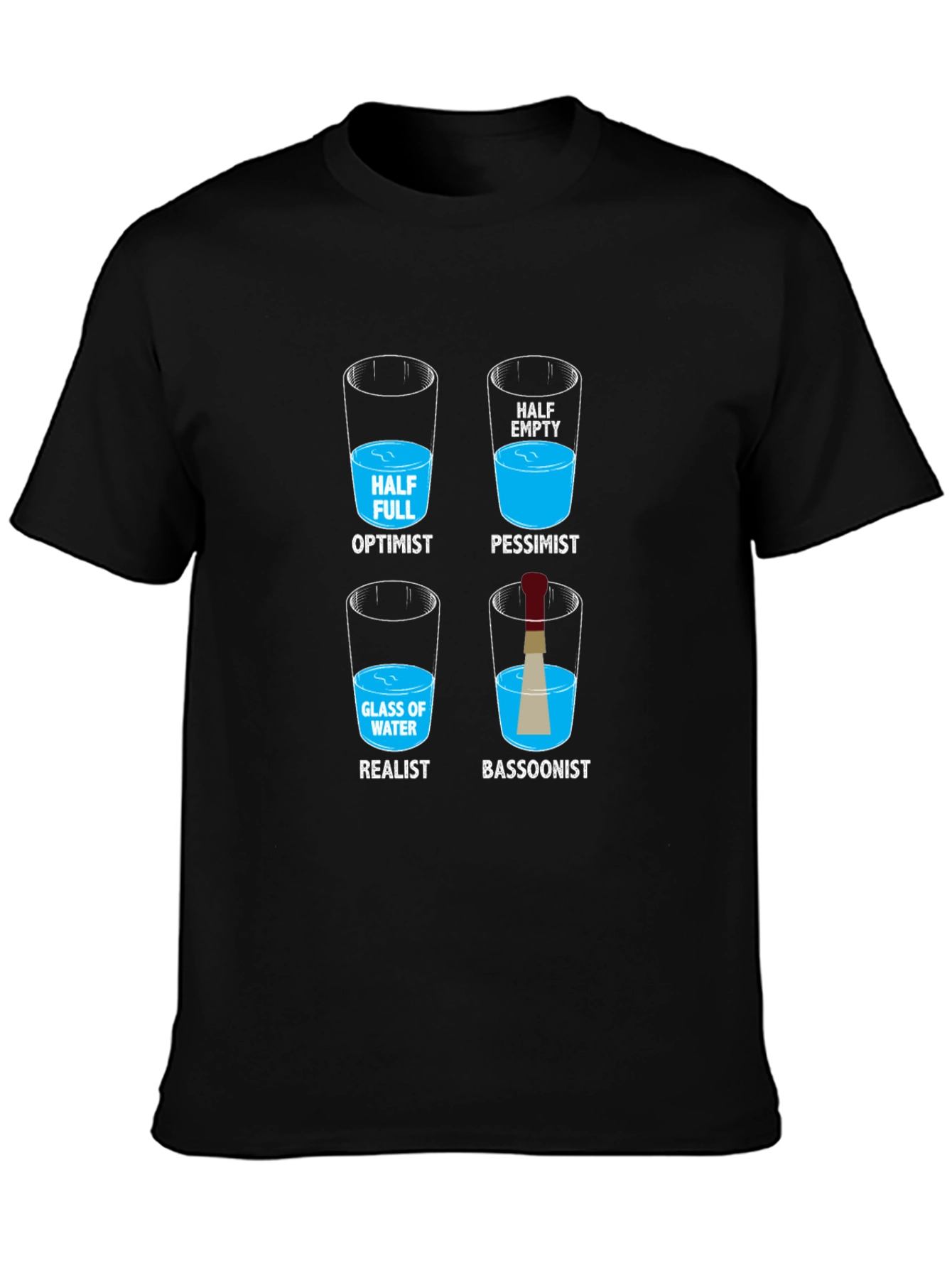 Optimist Pessimist Realist Bassoonist Graphic T-Shirt