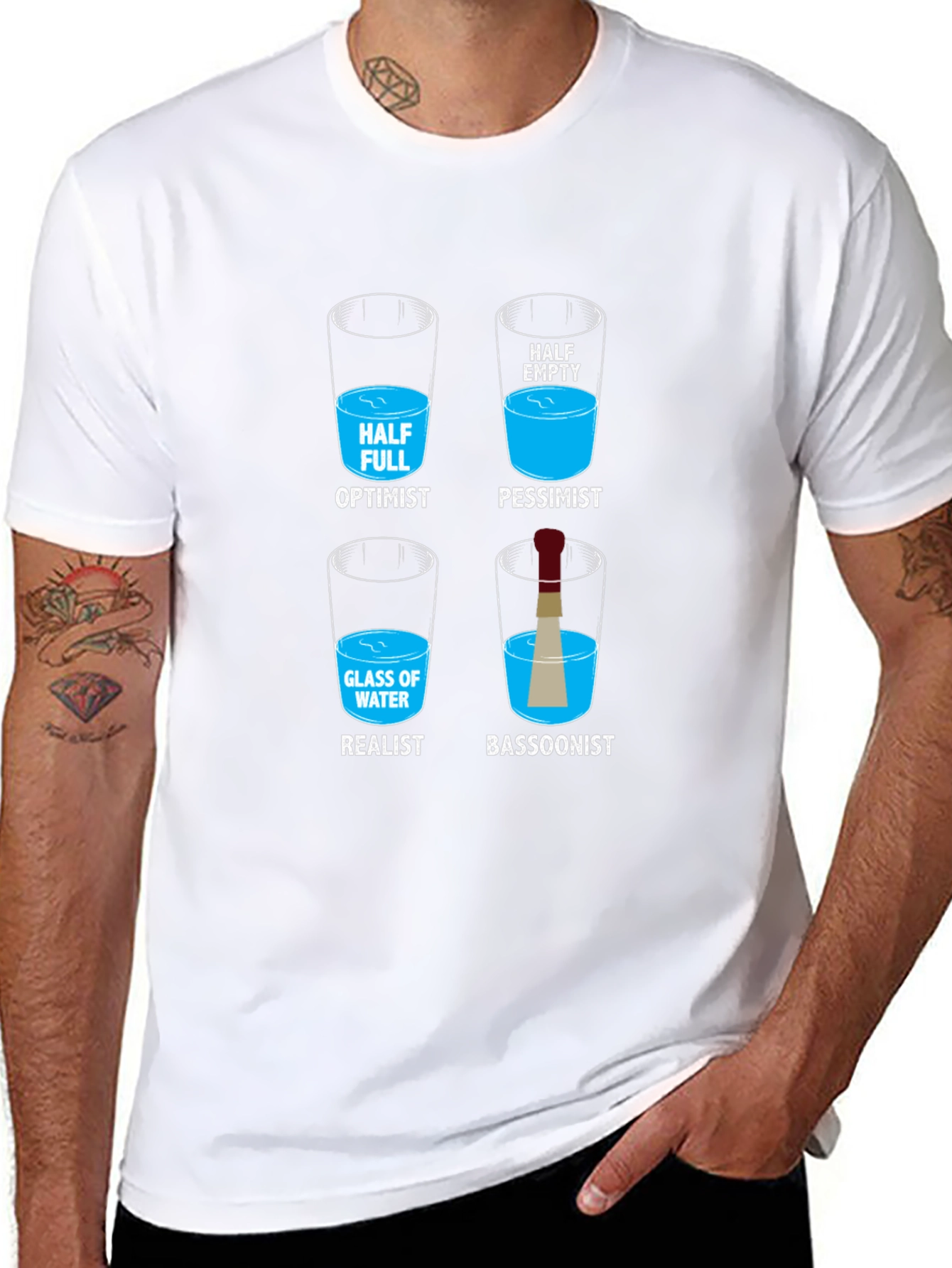 Optimist Pessimist Realist Bassoonist Graphic T-Shirt