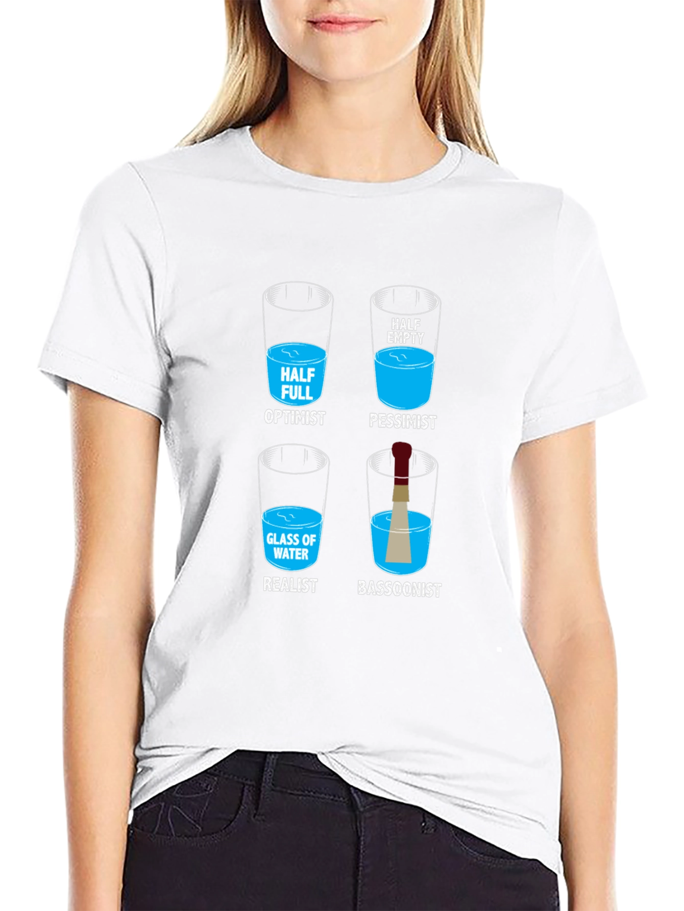 Optimist Pessimist Realist Bassoonist Graphic T-Shirt