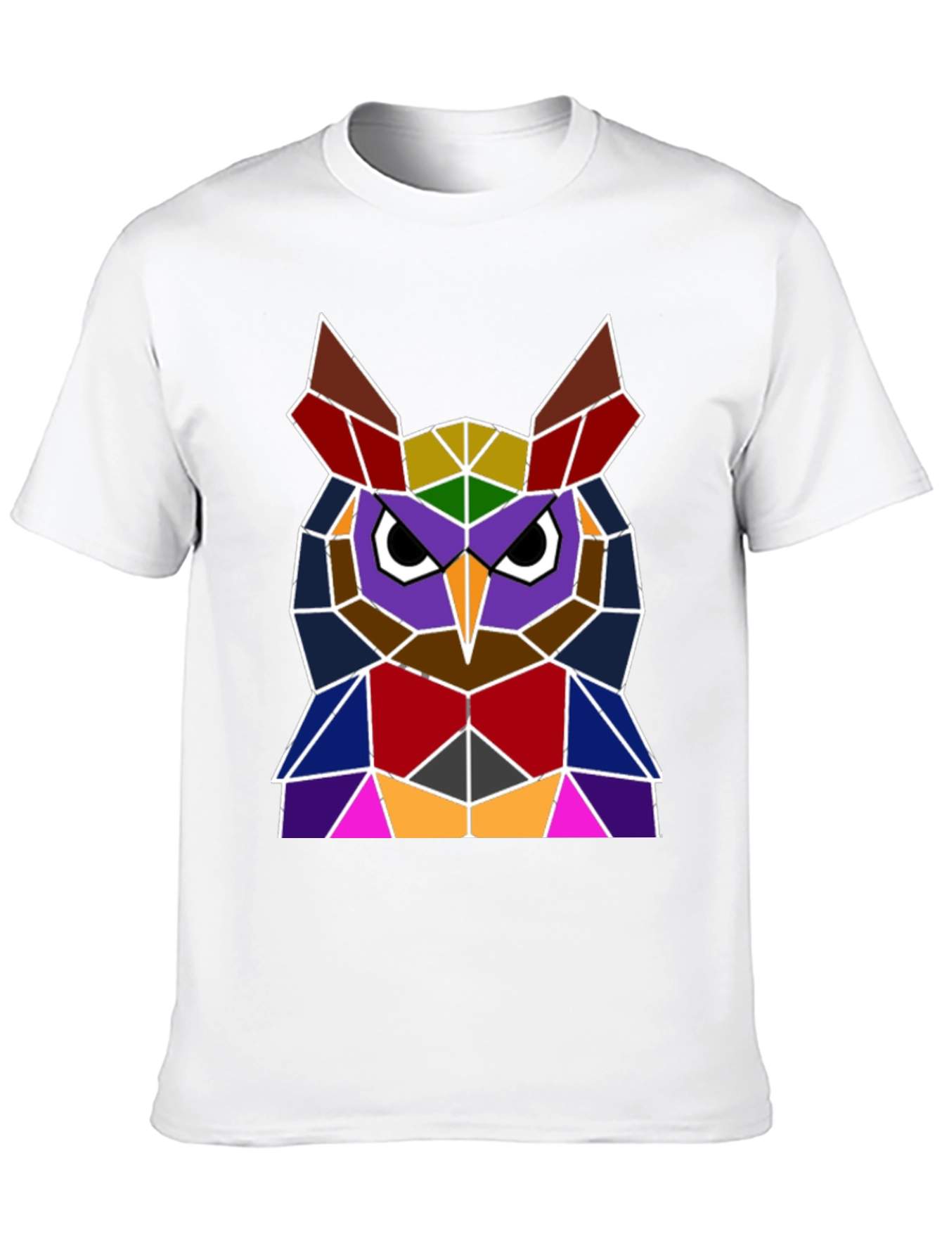 Geometric Owl Graphic Tee - Unique Polygon Design