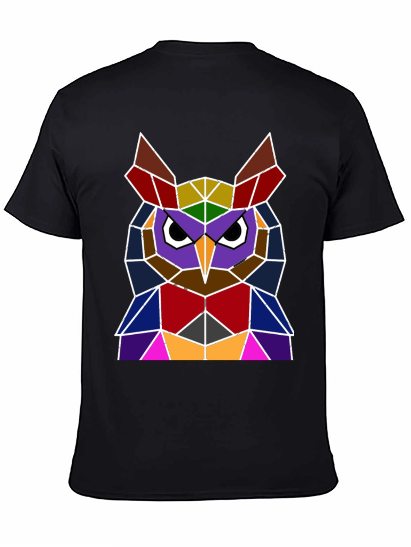 Geometric Owl Graphic Tee - Unique Polygon Design