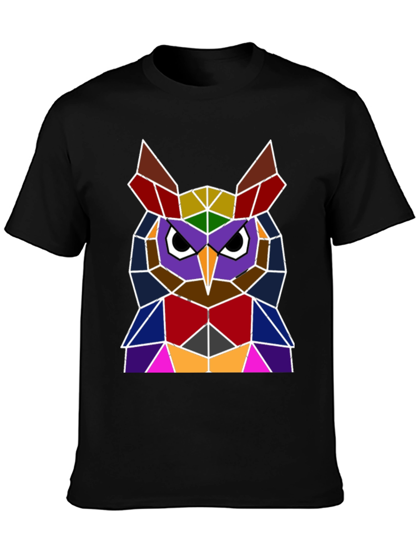 Geometric Owl Graphic Tee - Unique Polygon Design