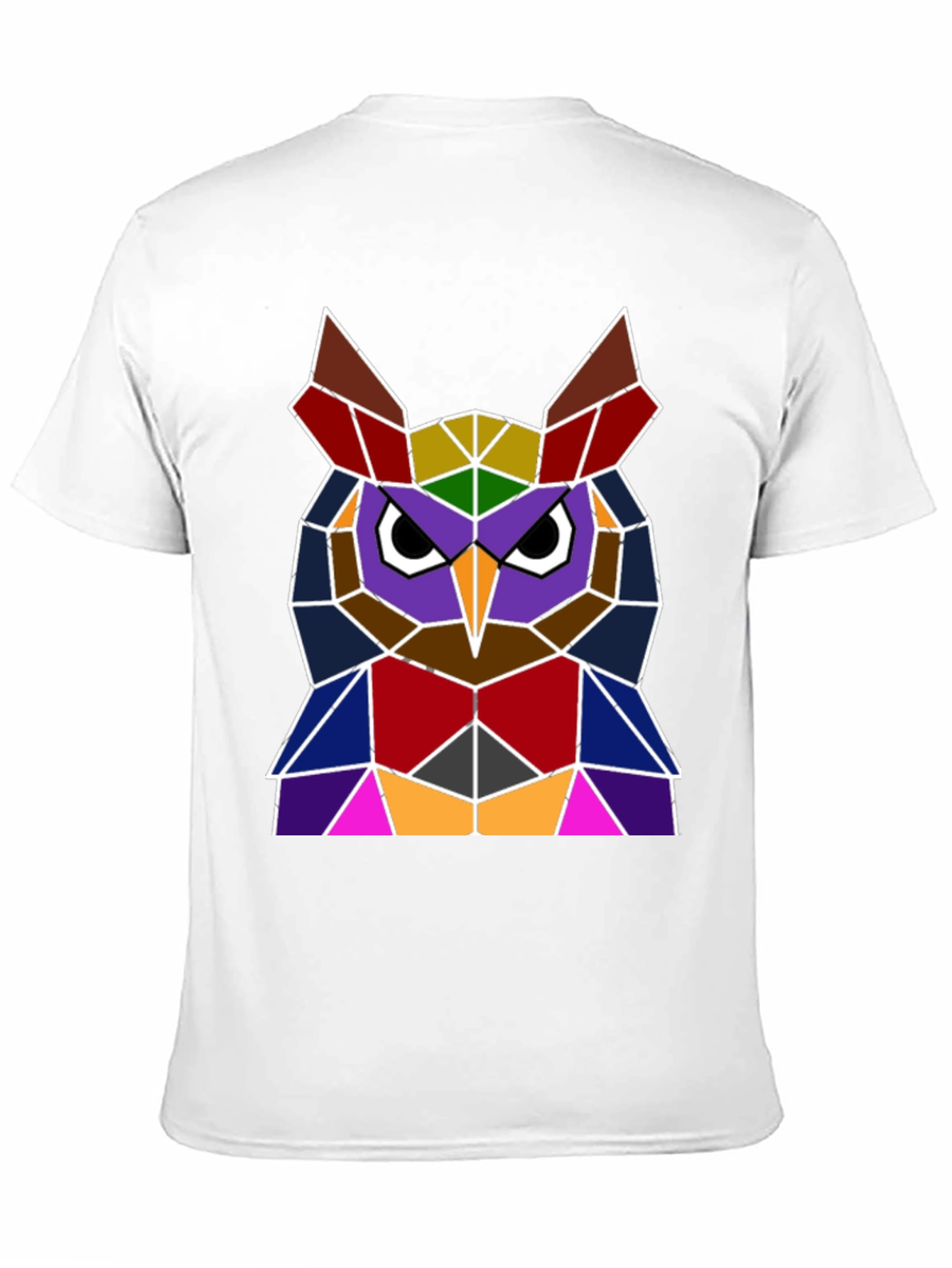 Geometric Owl Graphic Tee - Unique Polygon Design