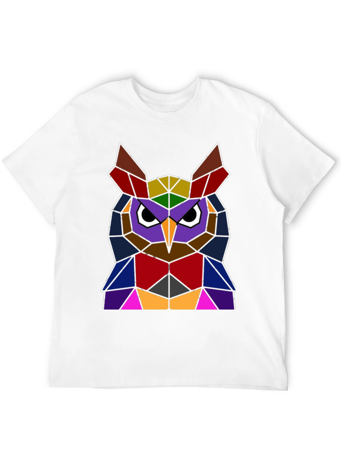 Geometric Owl Graphic Tee - Unique Polygon Design