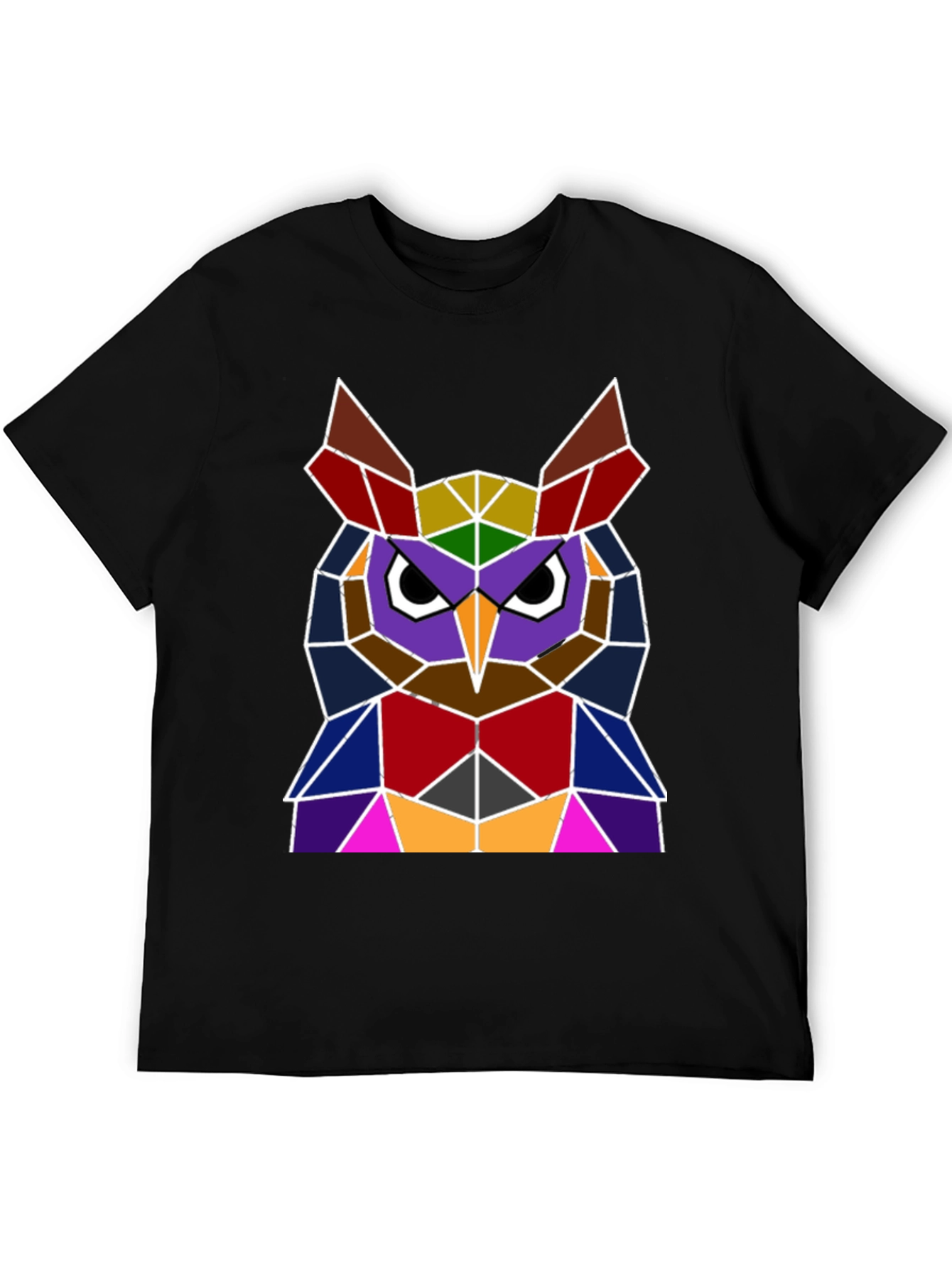 Geometric Owl Graphic Tee - Unique Polygon Design
