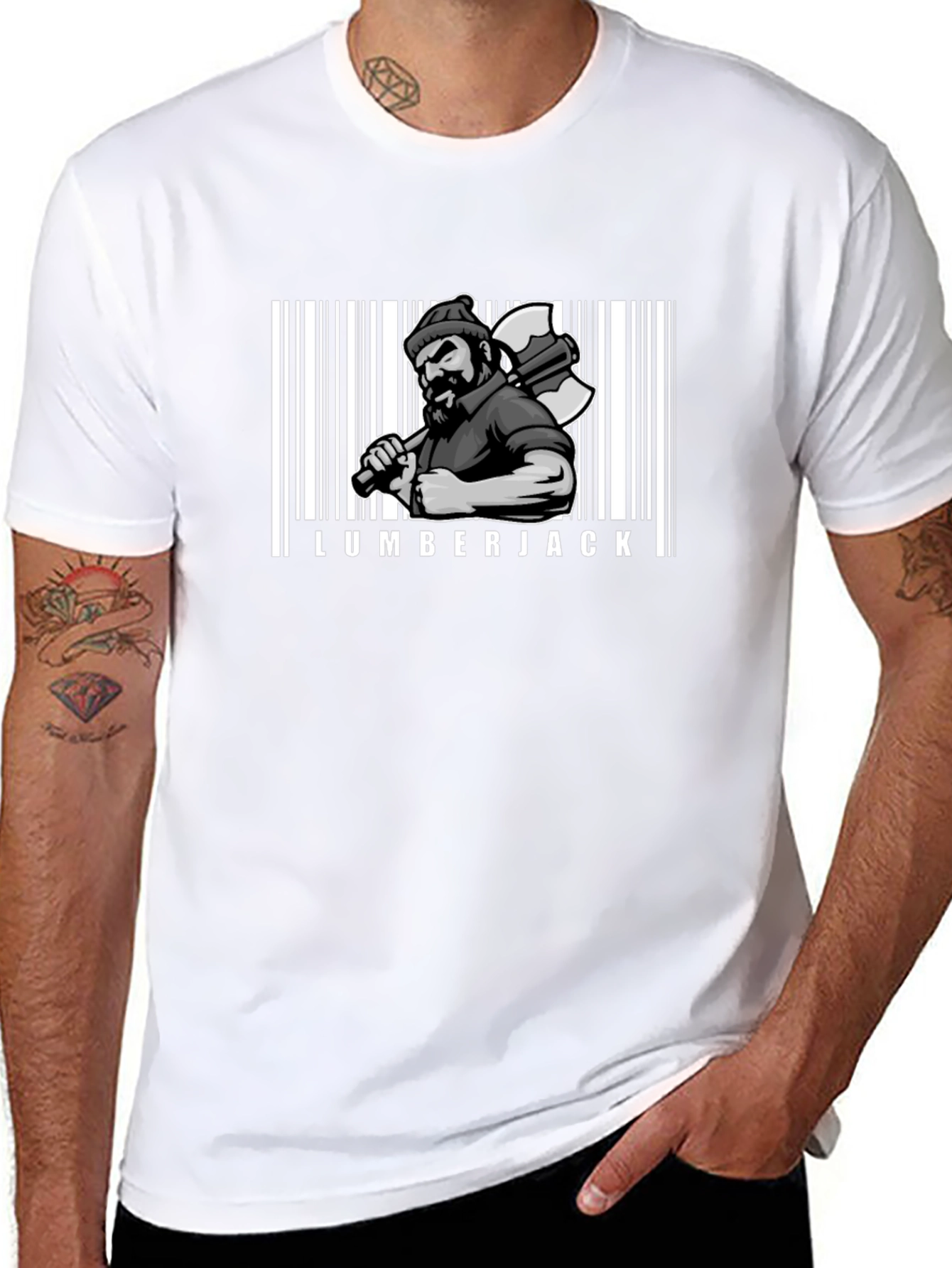 Lumberjack Barcode Graphic T-Shirt - Cool Novelty Tee
