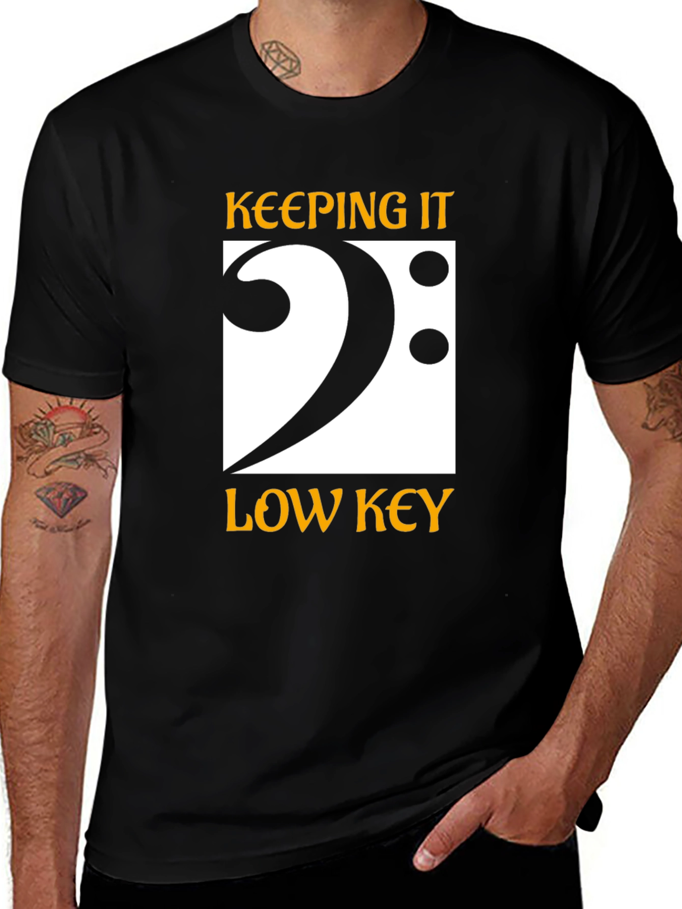 Keeping It Low Key Bass Clef Music T-Shirt