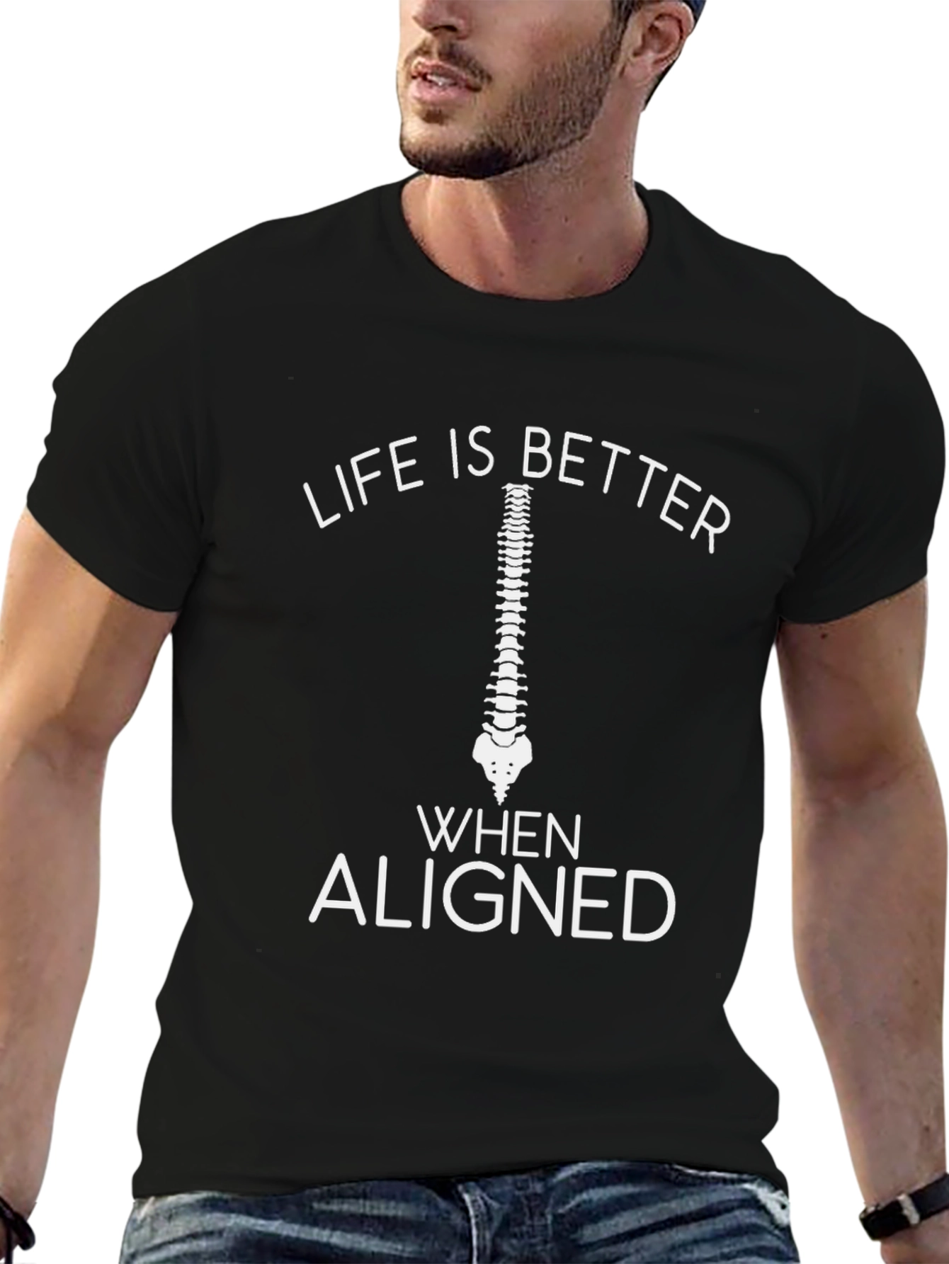 Chiropractor T-Shirt Life Is Better Aligned Spine
