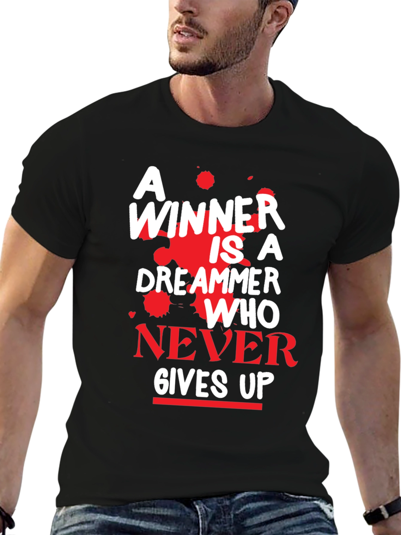 Motivational T-Shirt - A Winner Never Gives Up!