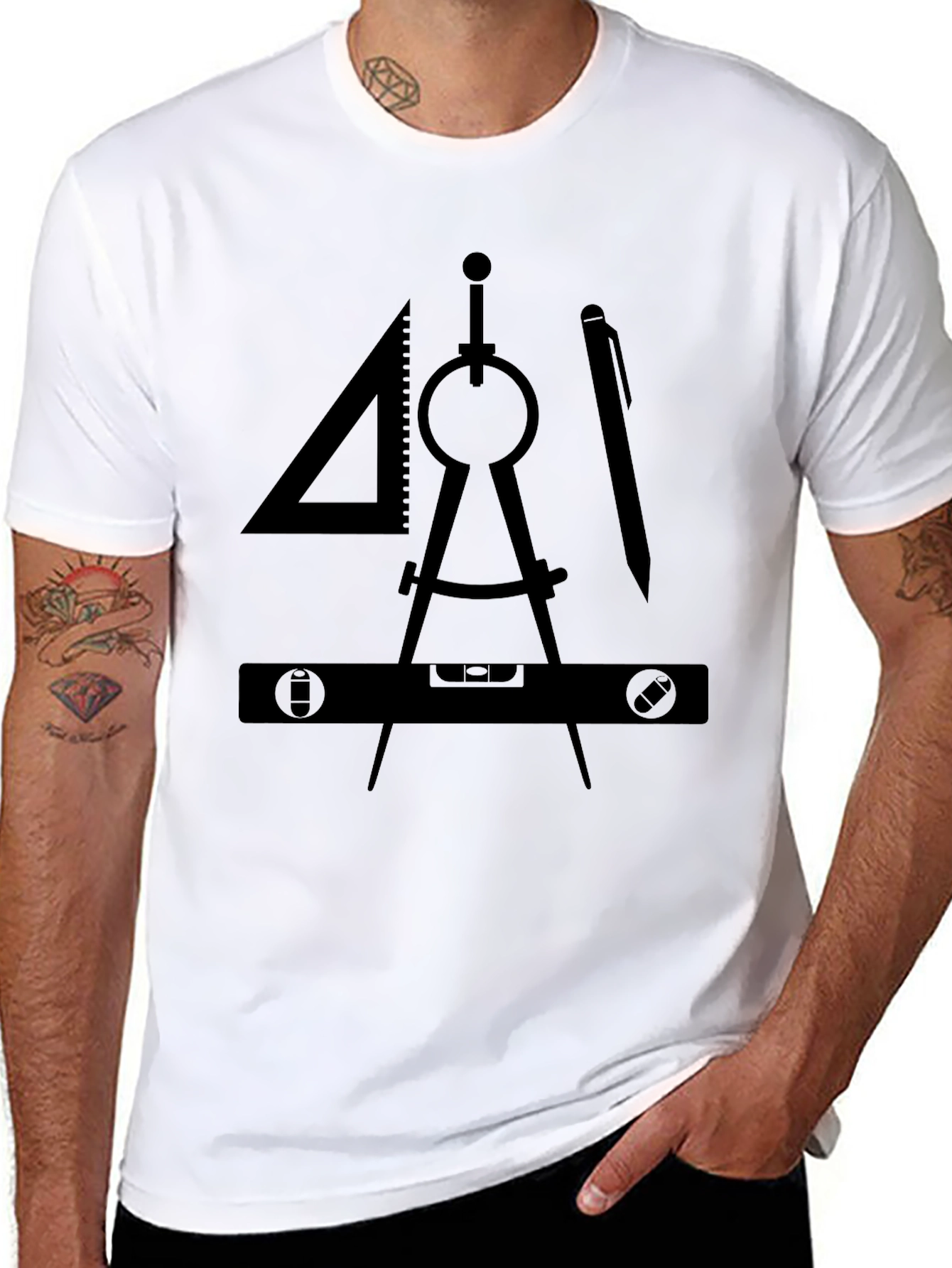Architect Drafting Tools Graphic Tee - Black