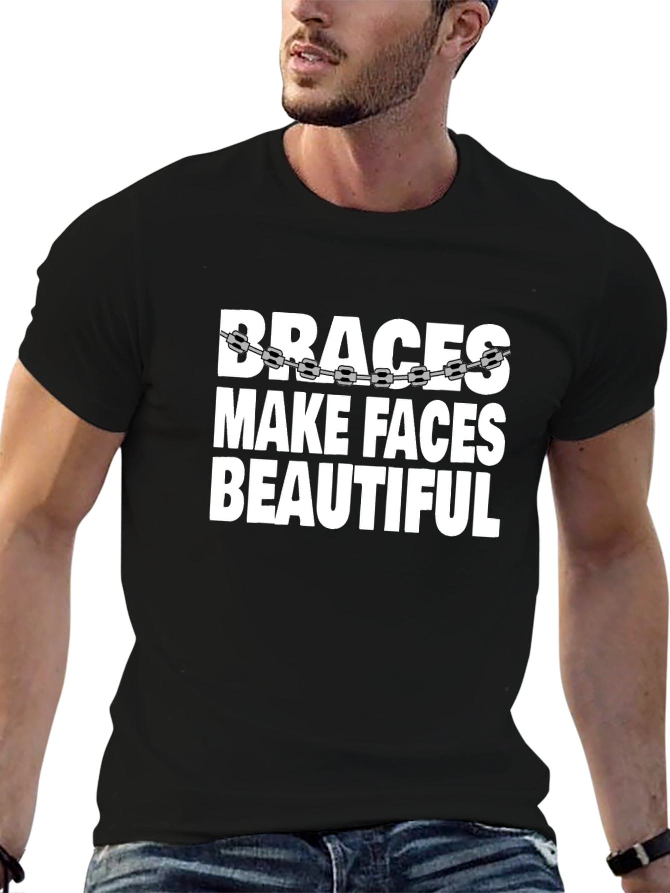 Braces Make Faces Beautiful Black Graphic Tee