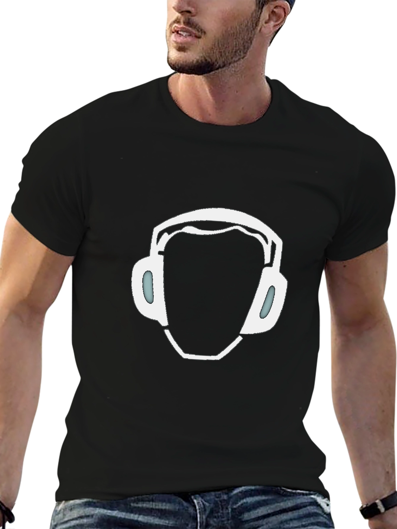 Cool Headphone Graphic Tee - Black Casual Style