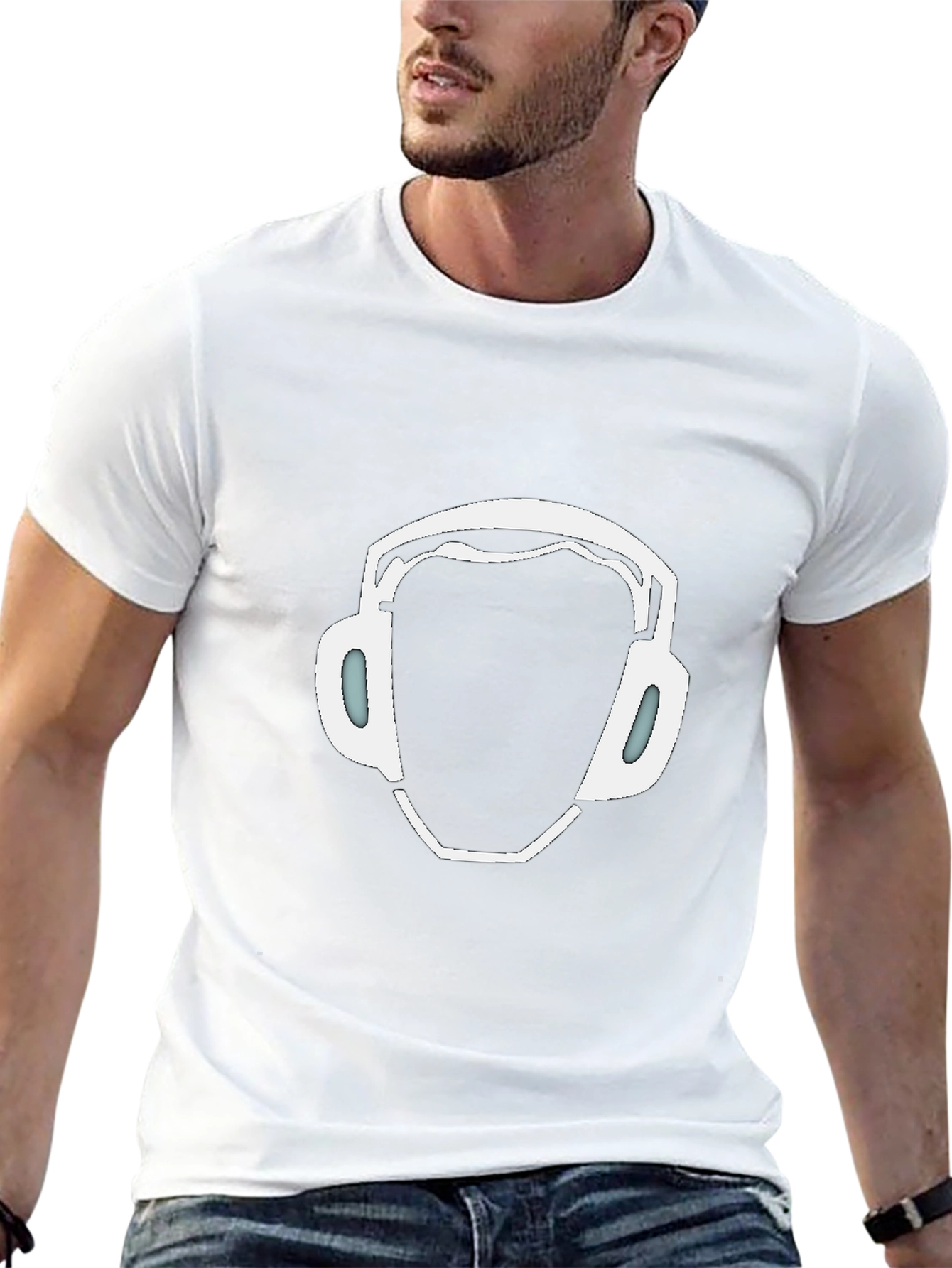 Cool Headphone Graphic Tee - Black Casual Style