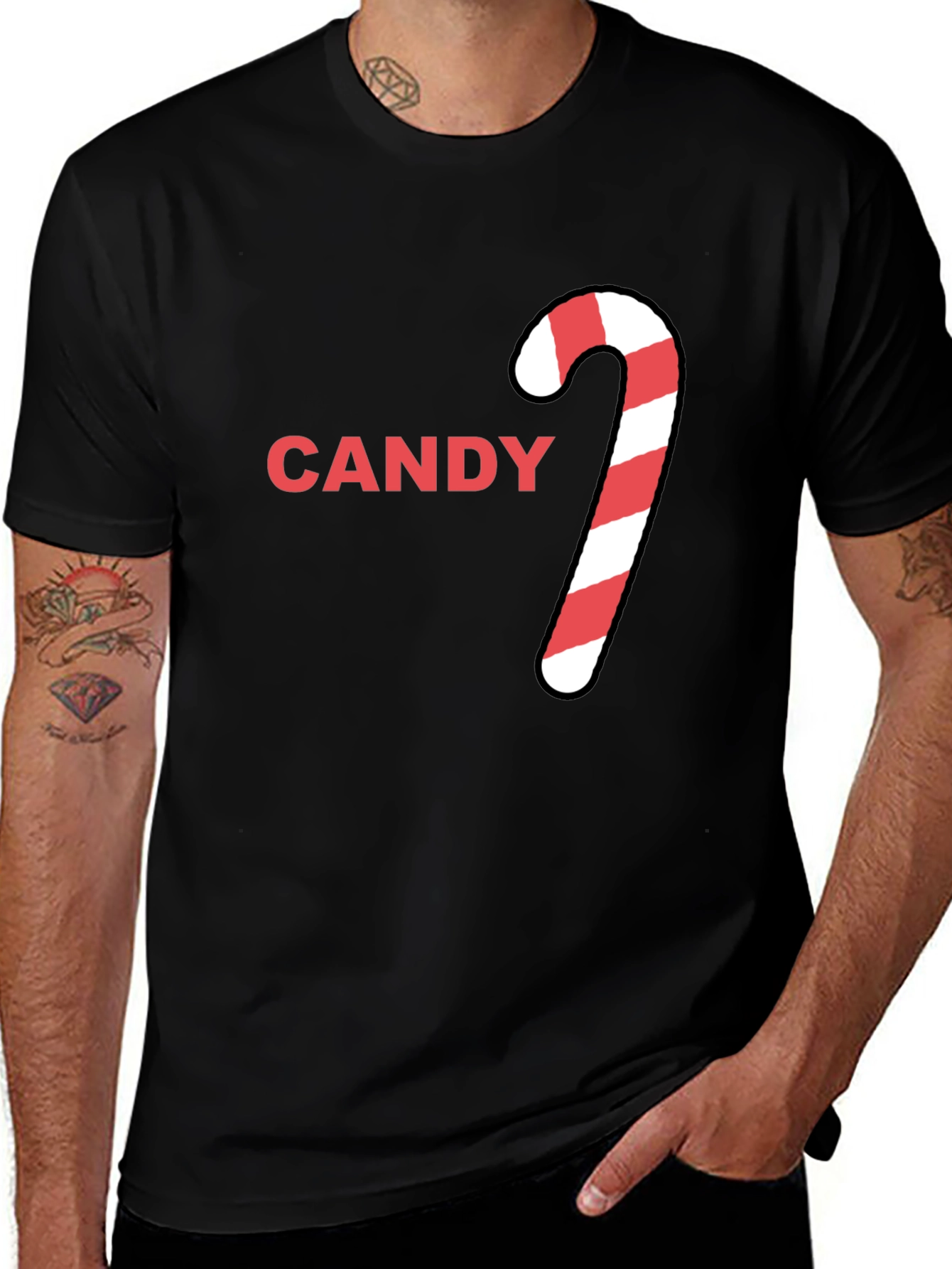 Candy Cane Graphic Tee - Holiday Festive Style
