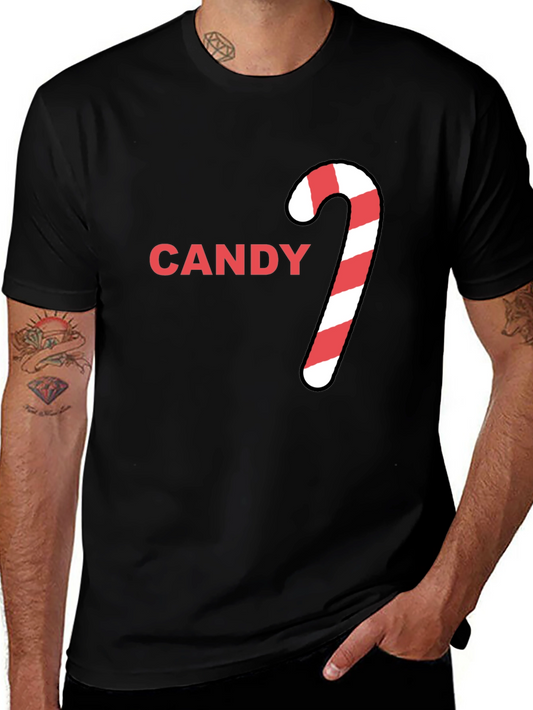 Candy Cane Graphic Tee - Holiday Festive Style