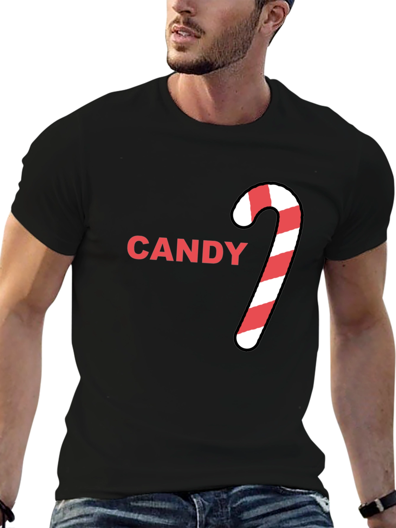 Candy Cane Graphic Tee - Holiday Festive Style