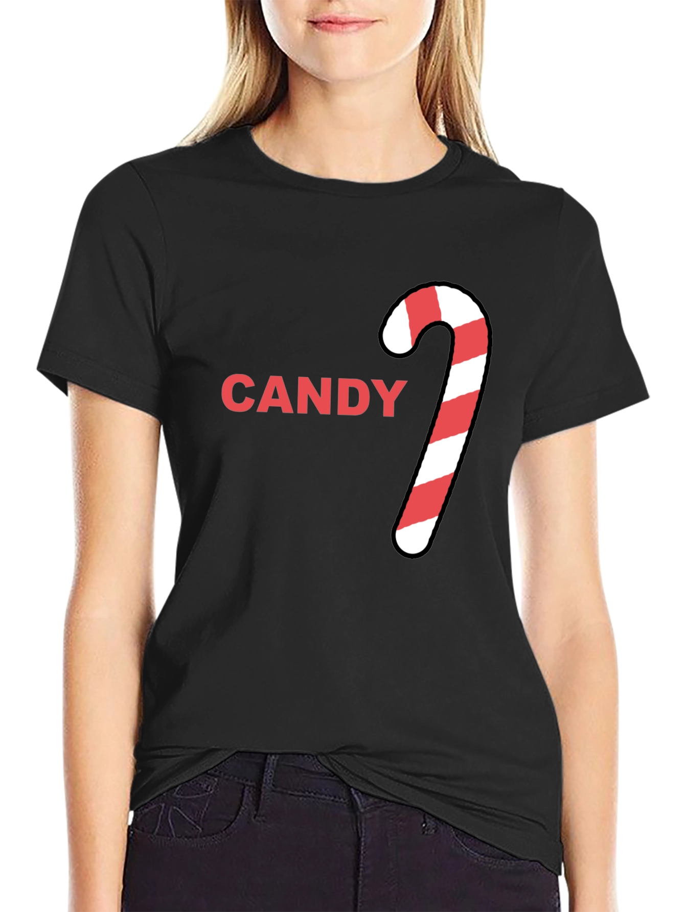 Candy Cane Graphic Tee - Holiday Festive Style