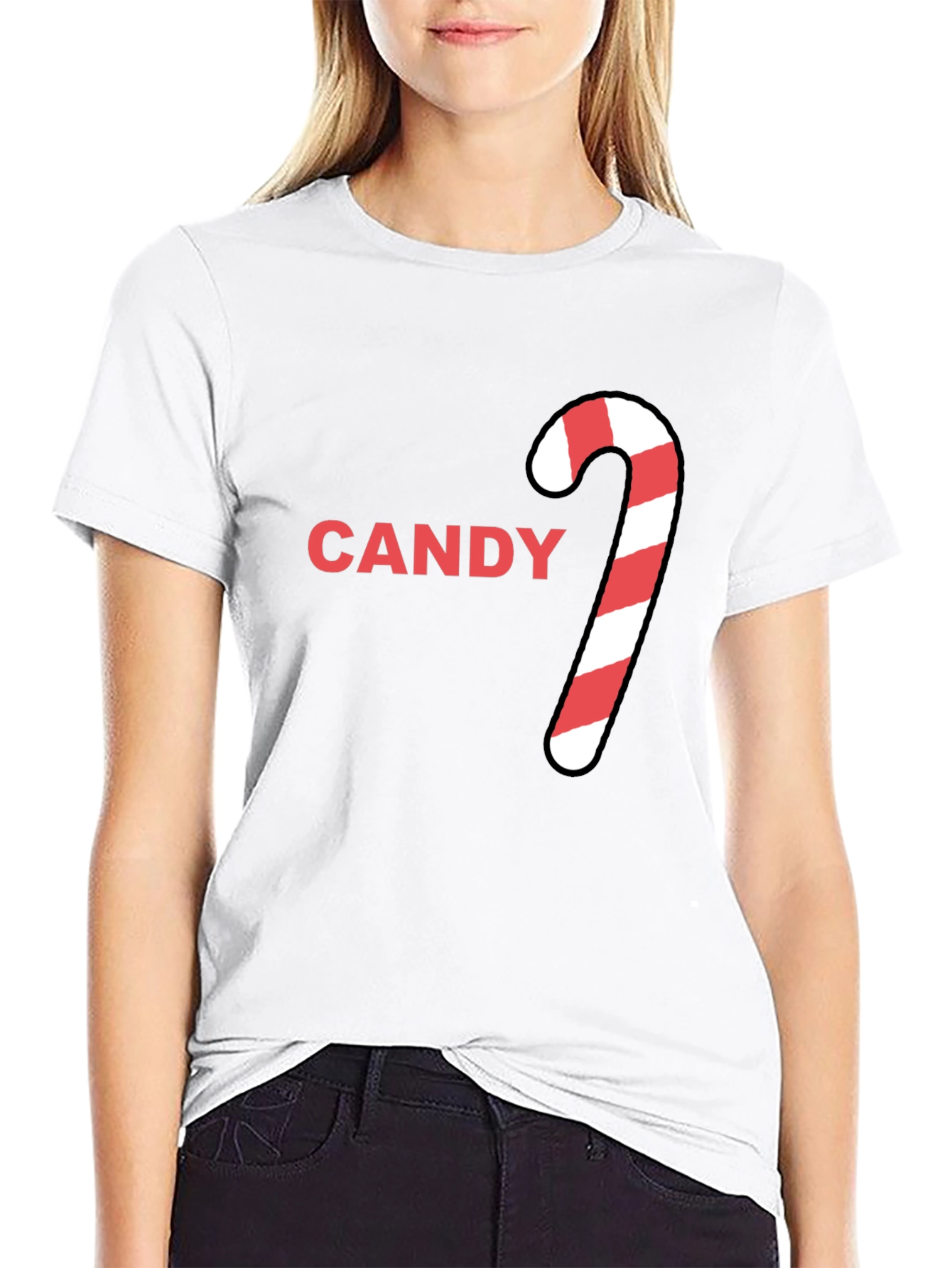 Candy Cane Graphic Tee - Holiday Festive Style