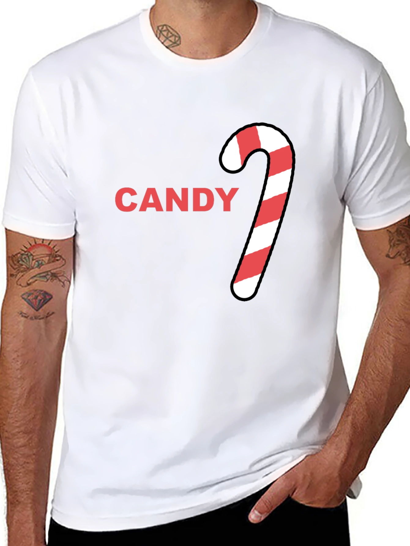 Candy Cane Graphic Tee - Holiday Festive Style