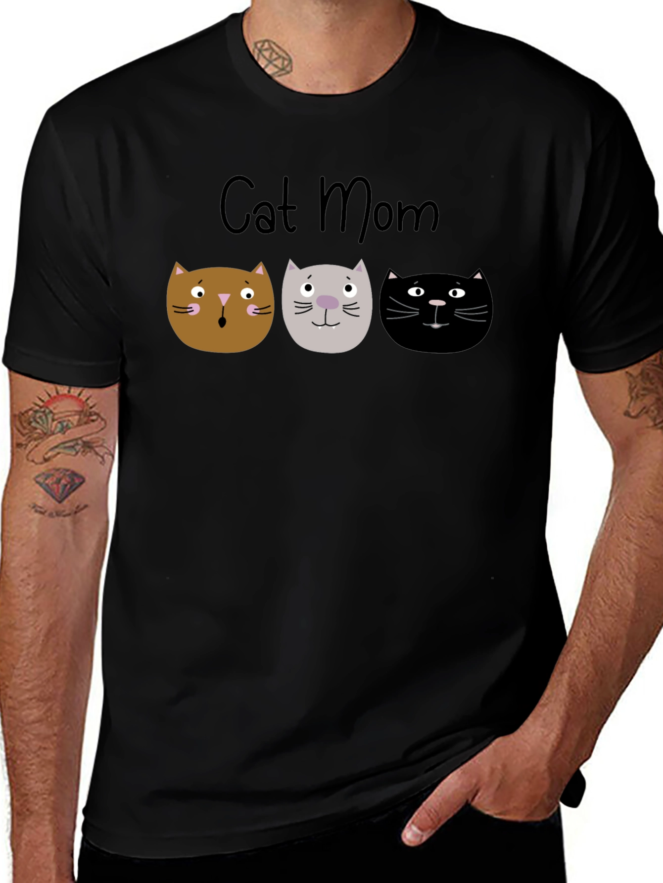 Cat Mom T-Shirt - Cute Cat Face Design