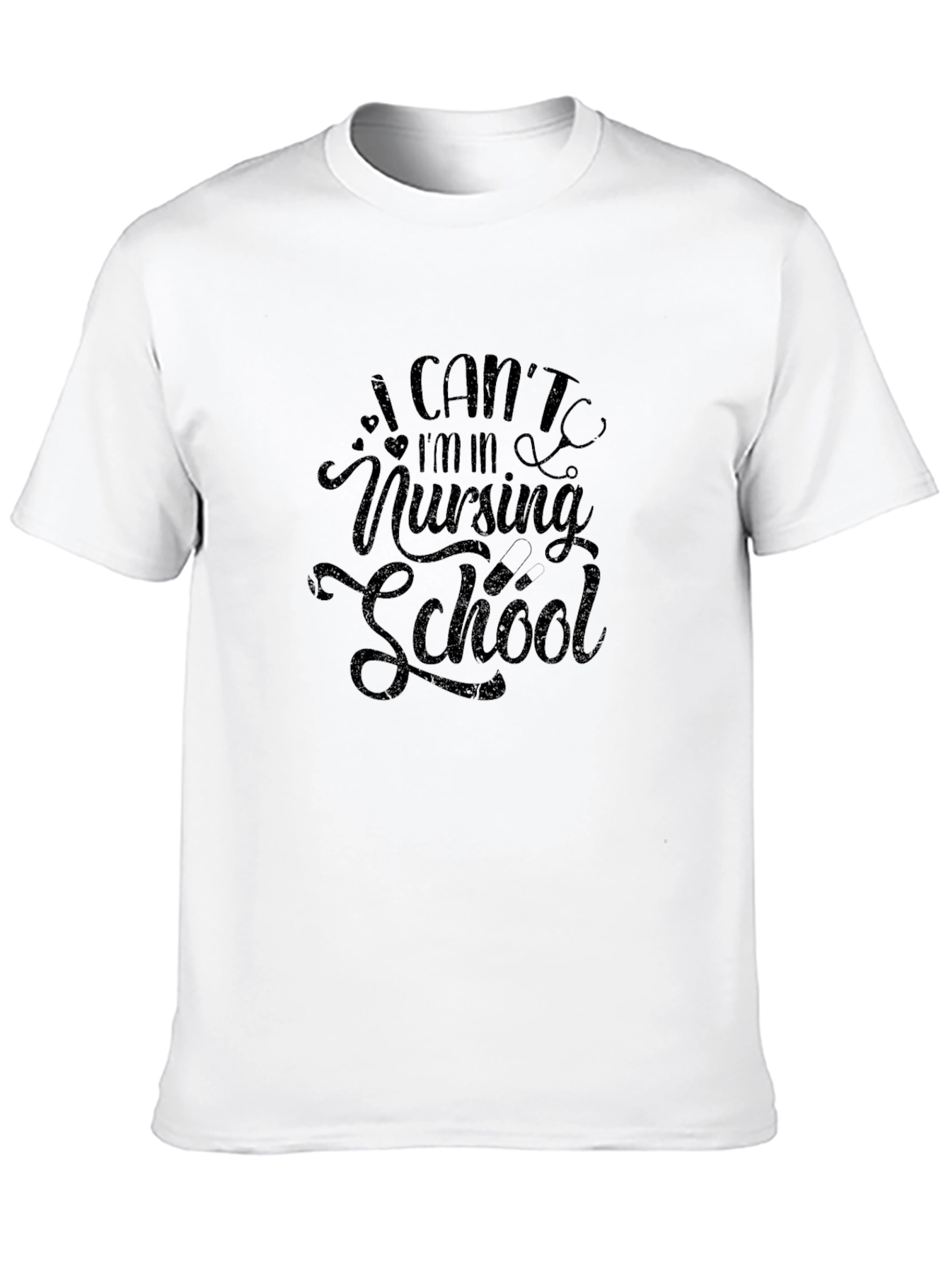 I Cant Im In Nursing School Black T-Shirt