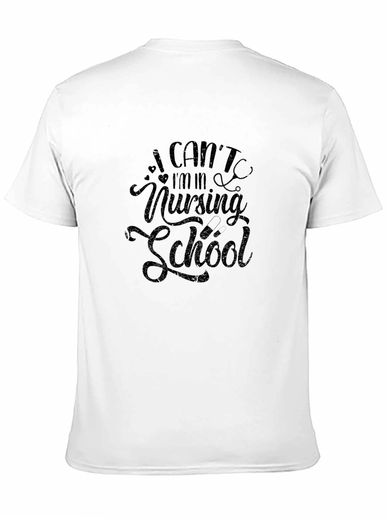 I Cant Im In Nursing School Black T-Shirt