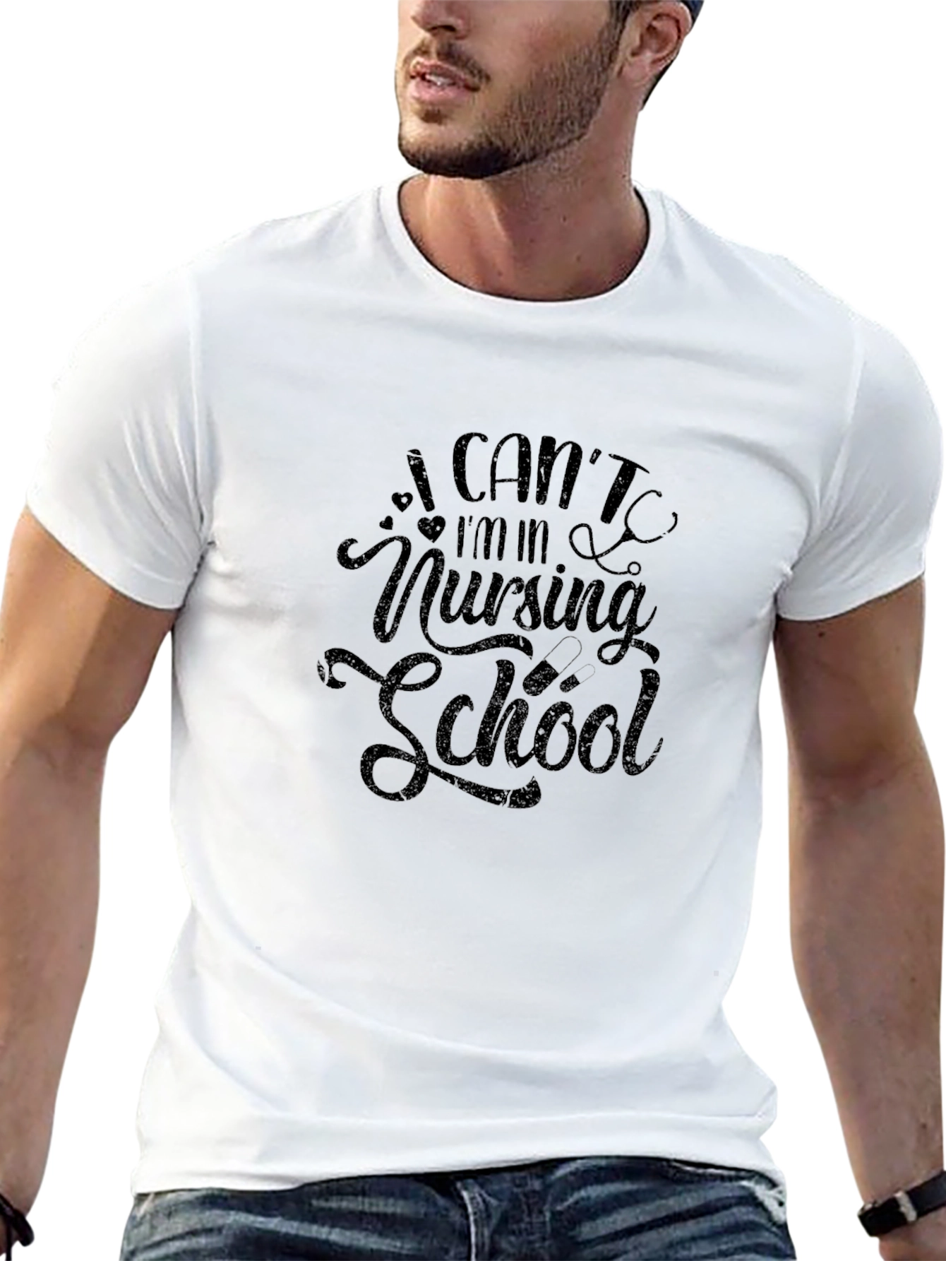 I Cant Im In Nursing School Black T-Shirt